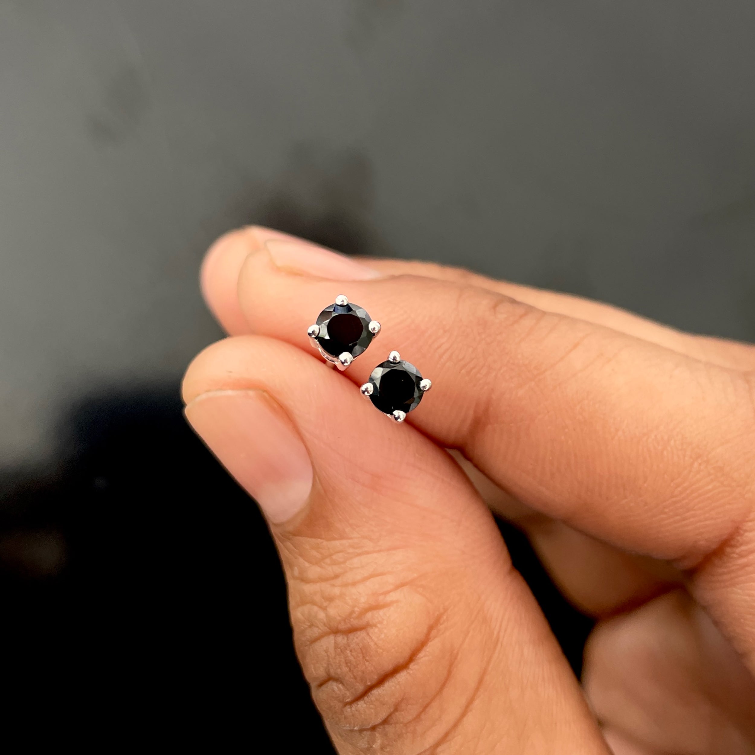 Black Tourmaline Stud Earring-(BLS-SE-1023.)