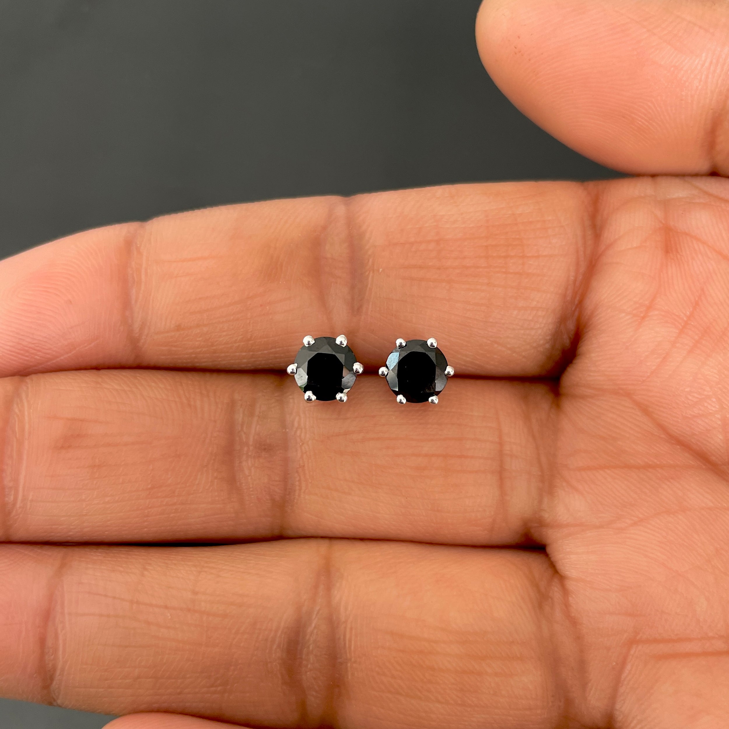 Black Tourmaline Stud Earrings-(BLS-SE-1024.)