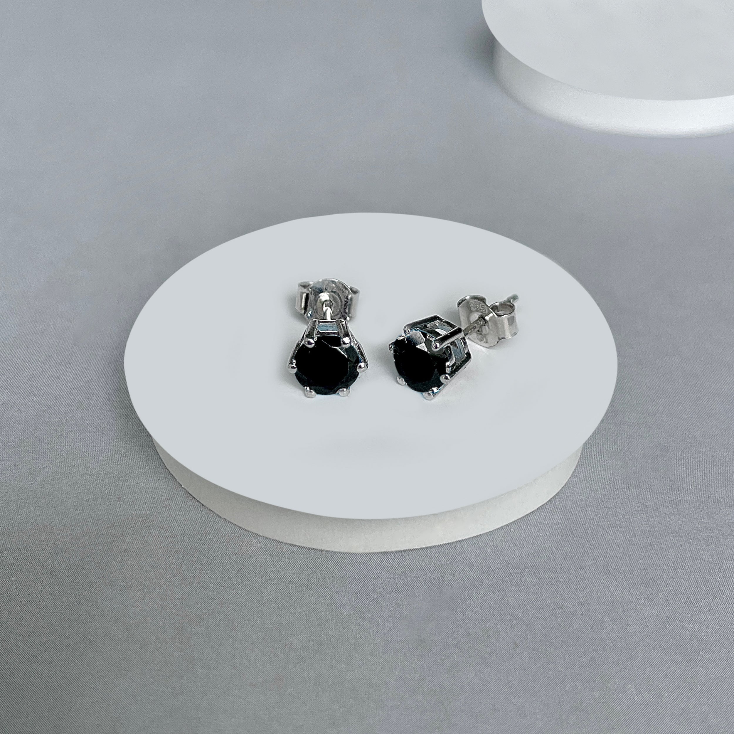 Black Tourmaline Stud Earrings-(BLS-SE-1024.)
