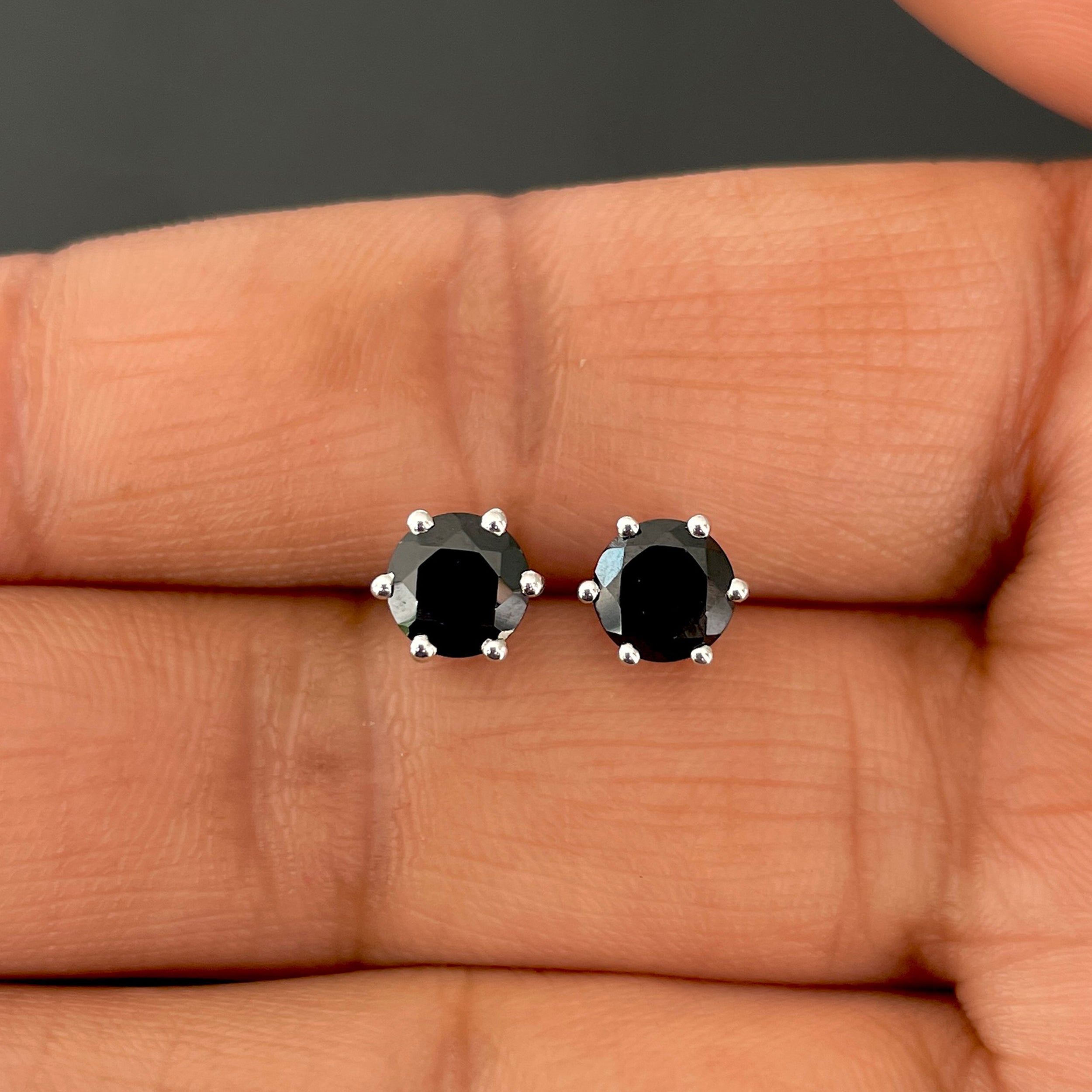 Black Tourmaline Stud Earrings-(BLS-SE-1024.)