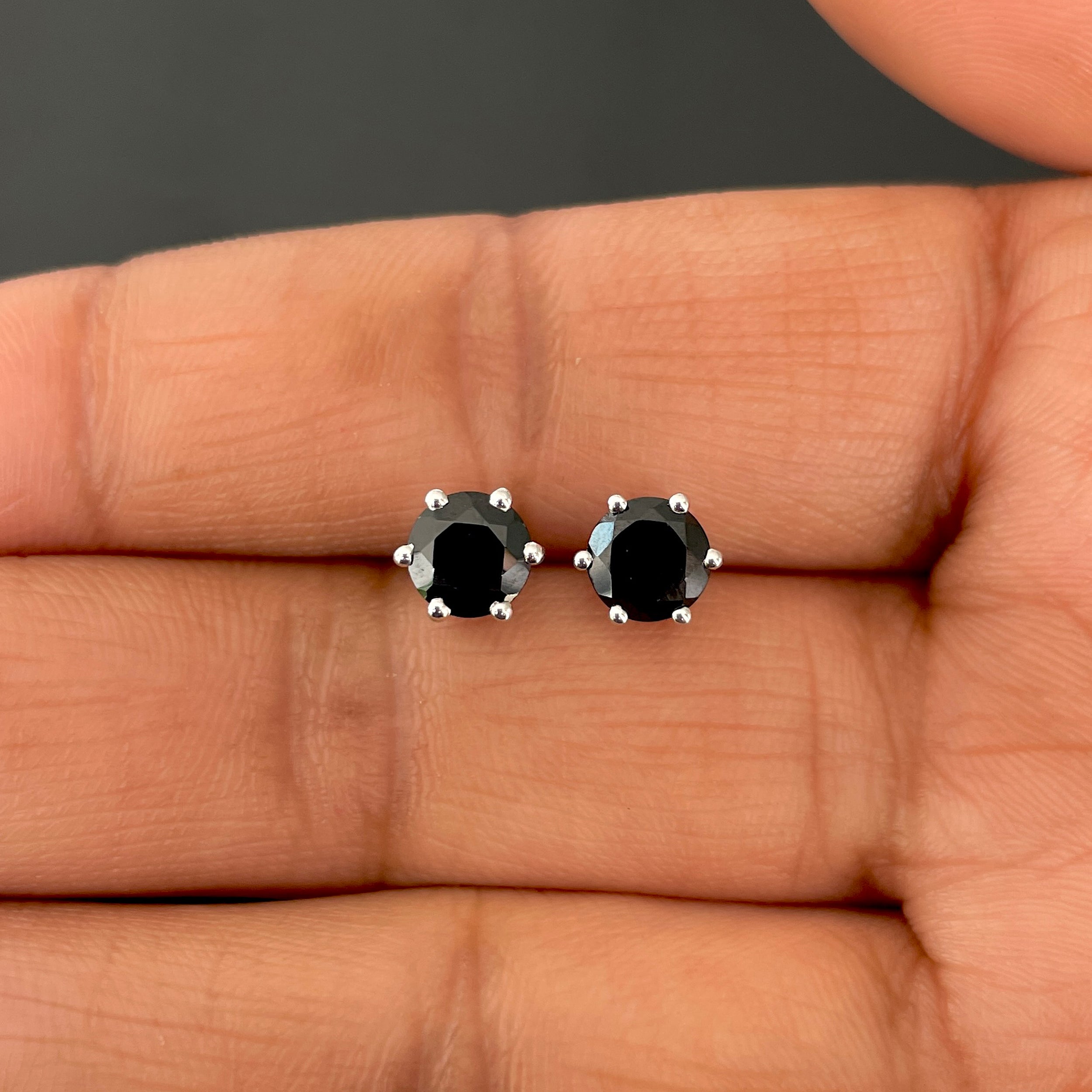 Black Tourmaline Stud Earring-(BLS-SE-1024.)