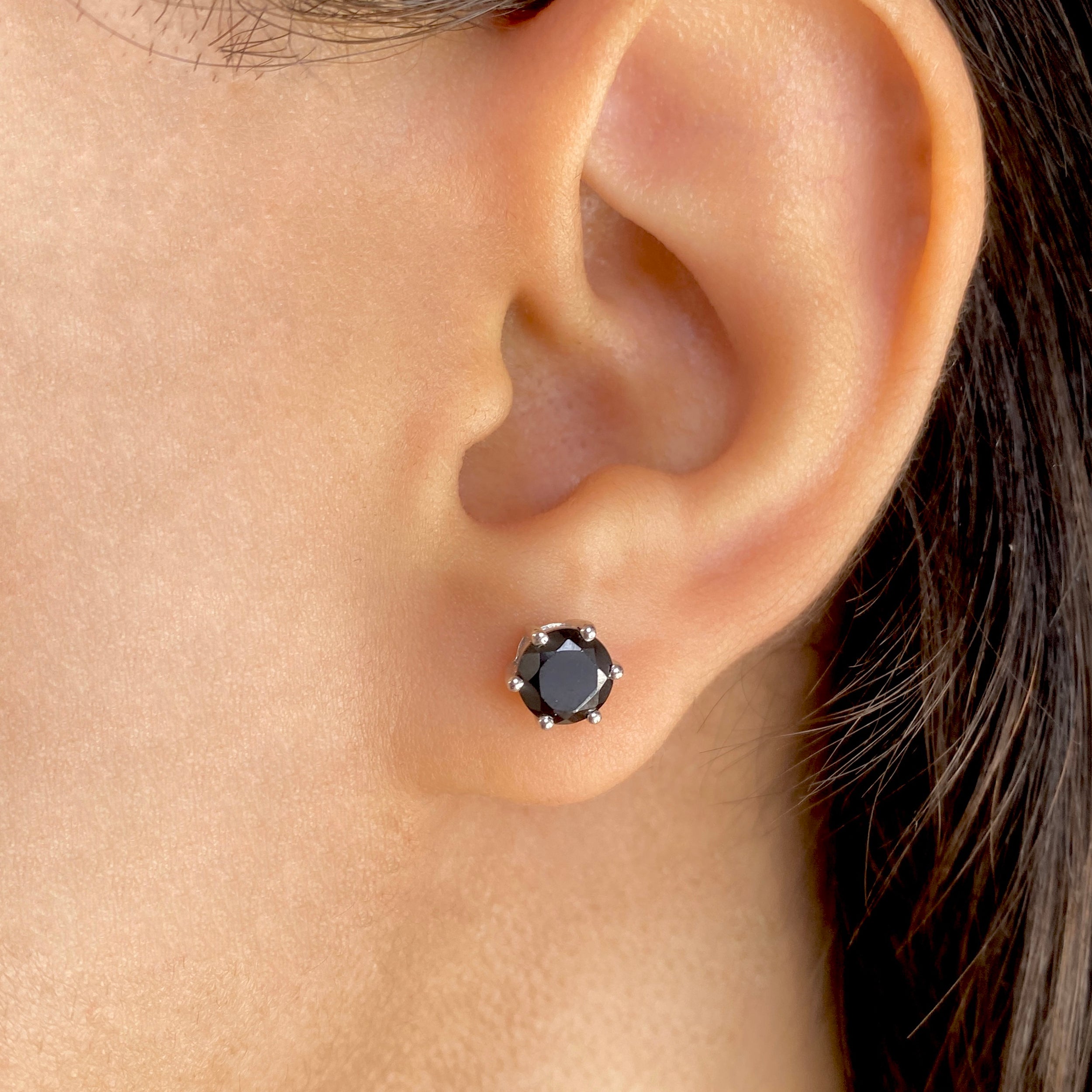 Black Tourmaline Stud Earrings-(BLS-SE-1024.)