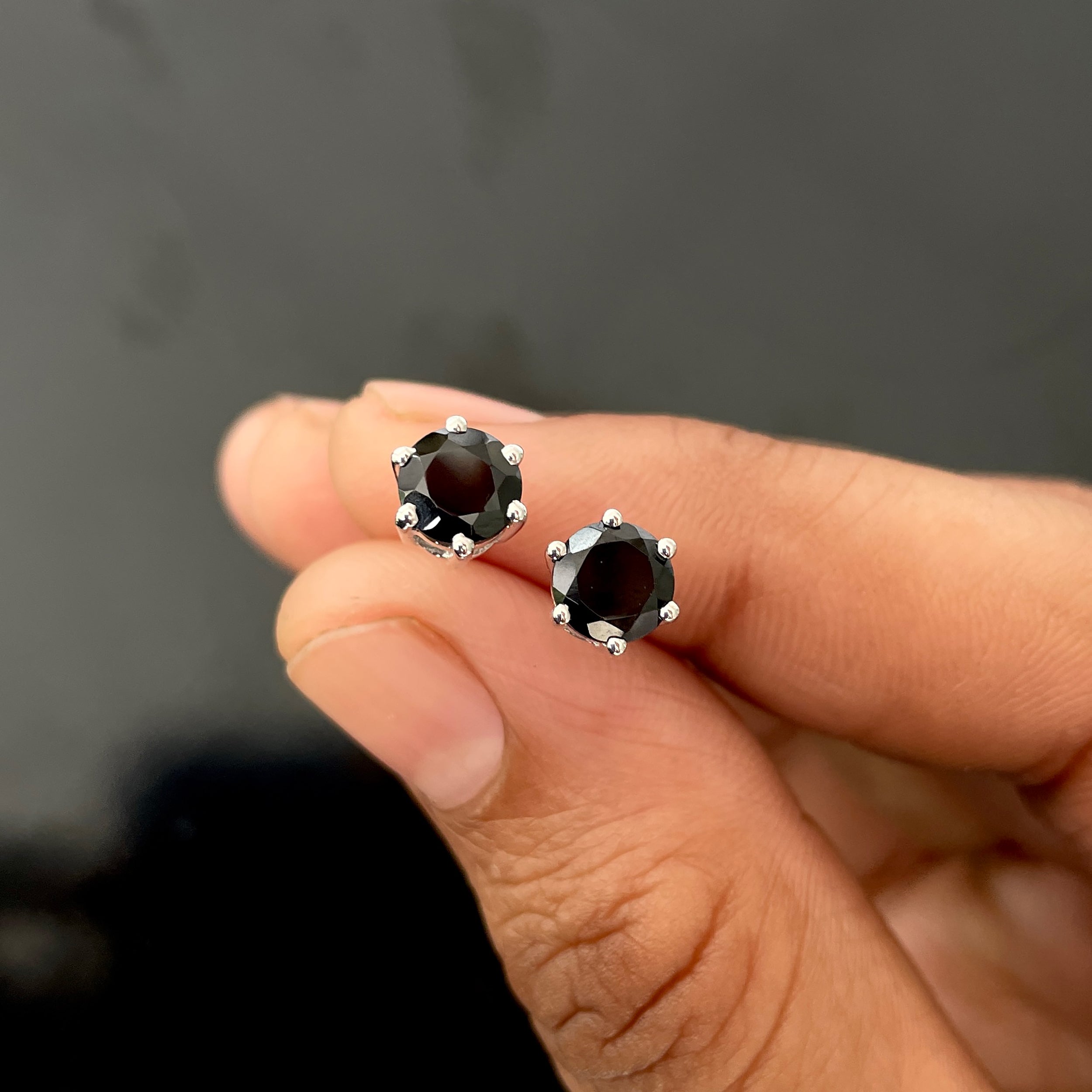 Black Tourmaline Stud Earrings-(BLS-SE-1024.)