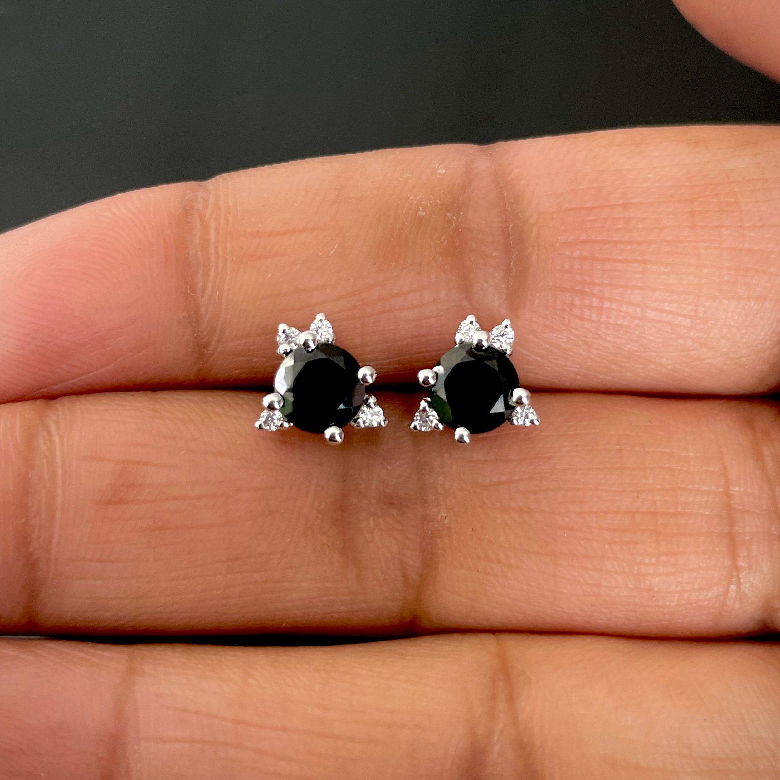 Black Tourmaline Stud Earring-(BLS-SE-1260.)