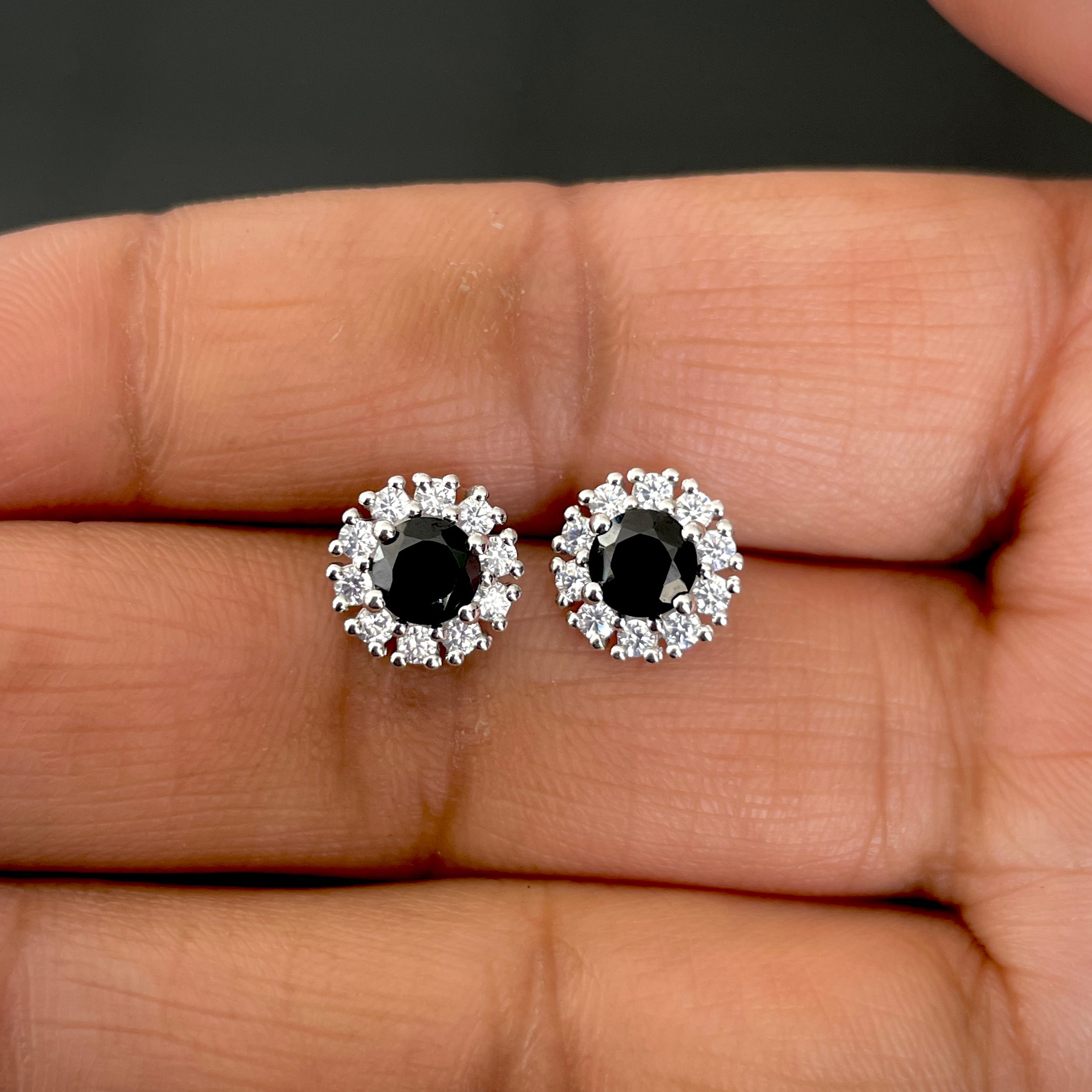 Black Tourmaline Stud Earring-(BLS-SE-1268.)