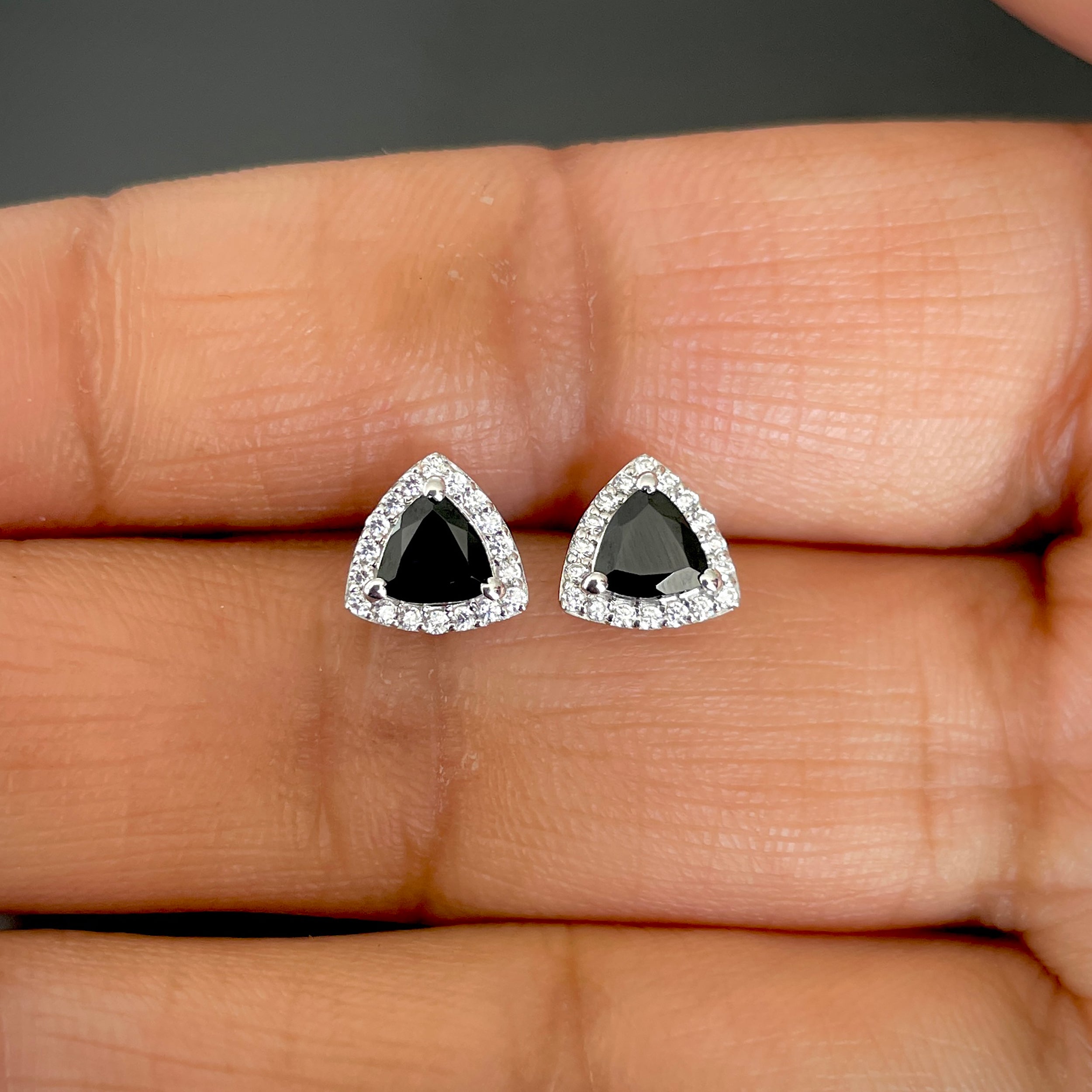 Black Tourmaline Stud Earring-(BLS-SE-1269.)
