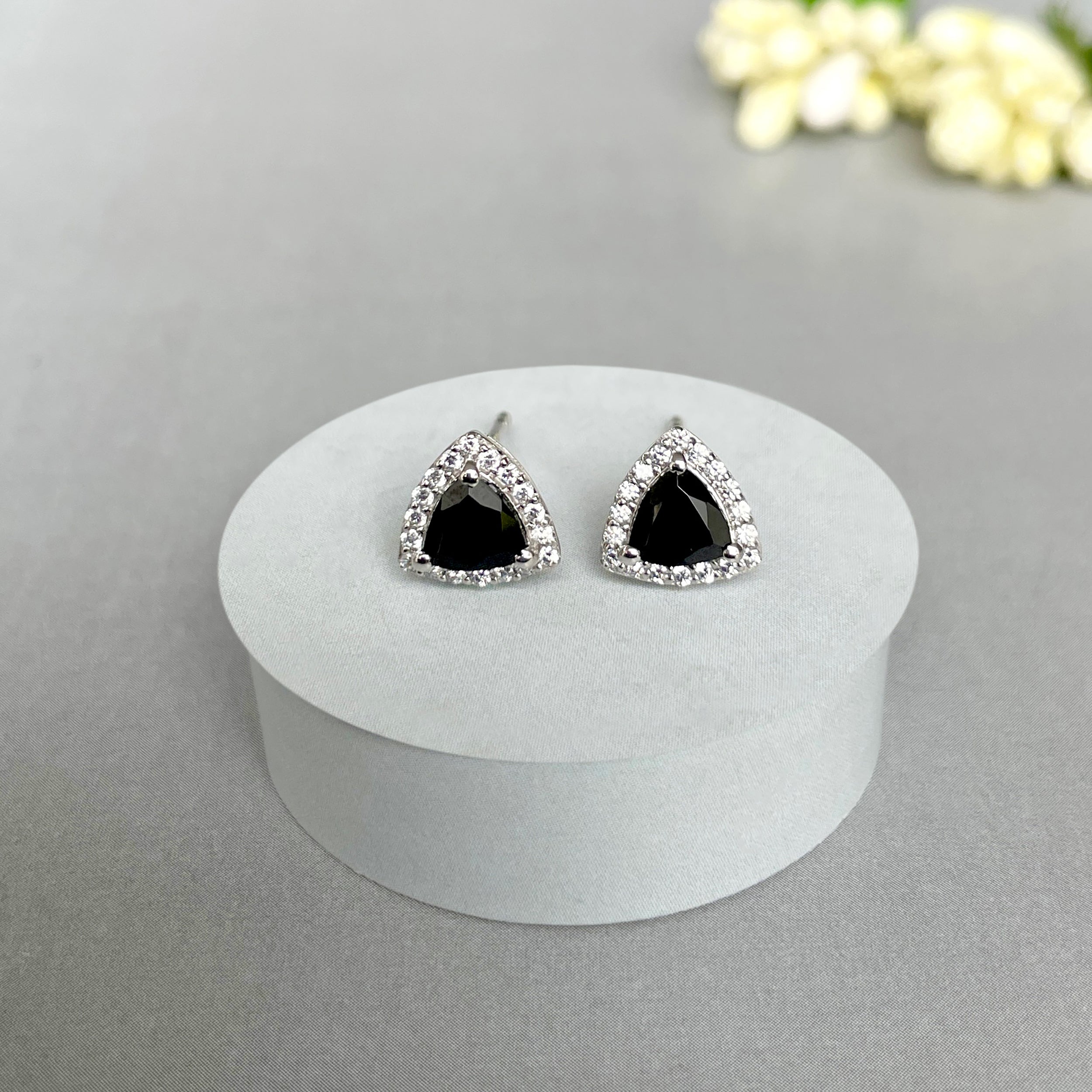 Black Tourmaline Stud Earrings-(BLS-SE-1269.)