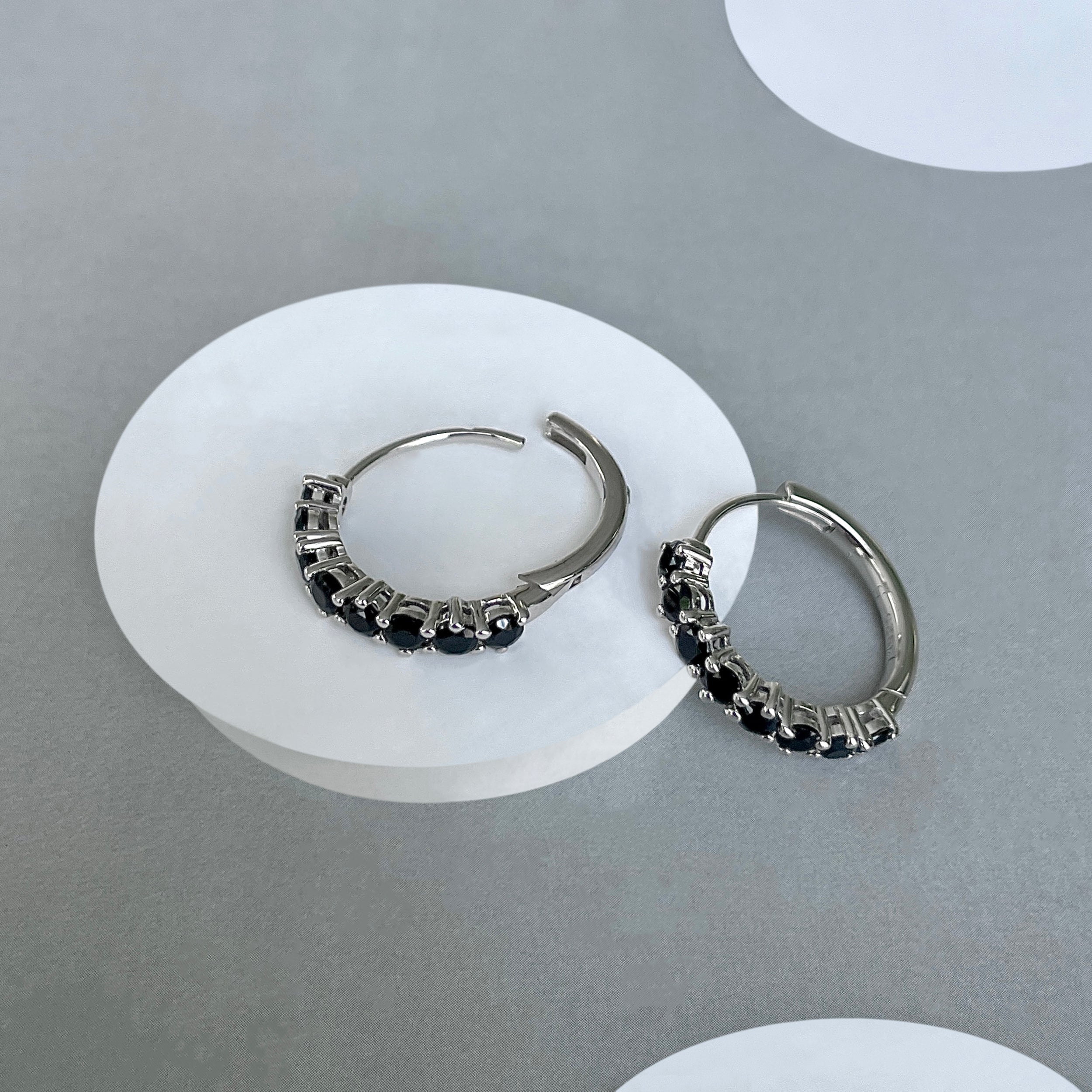 Black Tourmaline Hoop Earring-(BLS-SE-1276.)