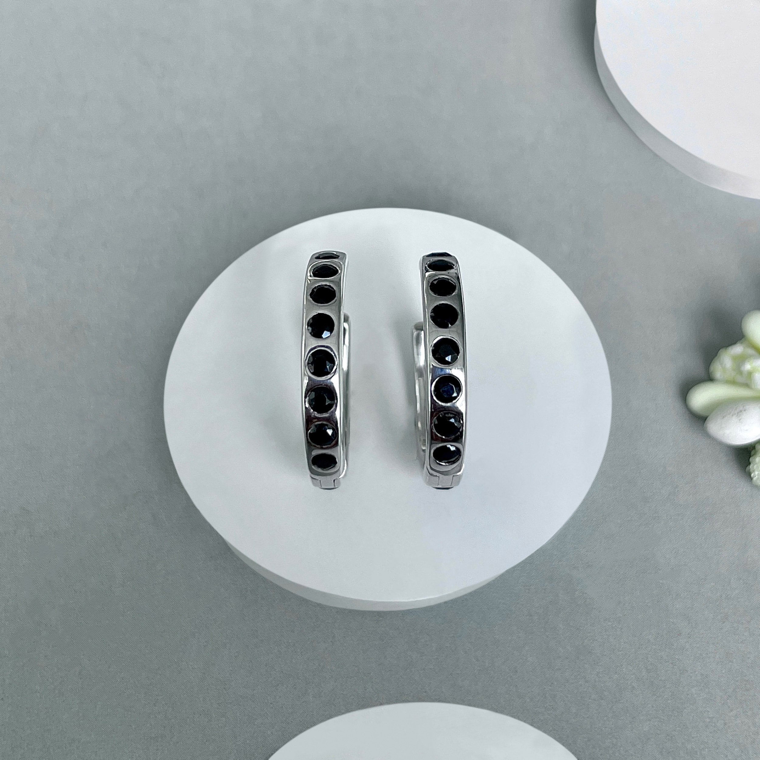 Black Tourmaline Hoop Earring-(BLS-SE-1277.)