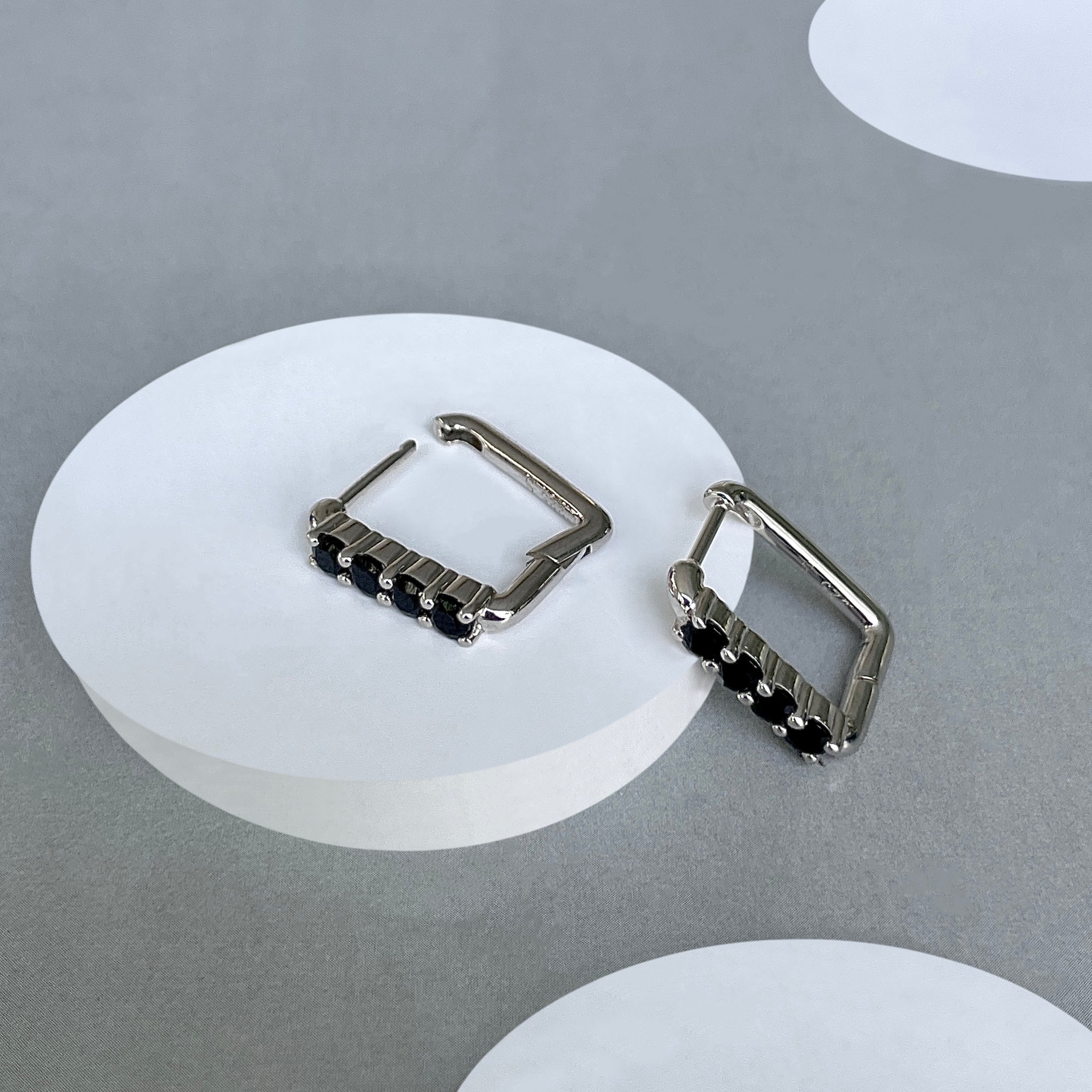 Black Tourmaline Hoop Earring-(BLS-SE-1281.)