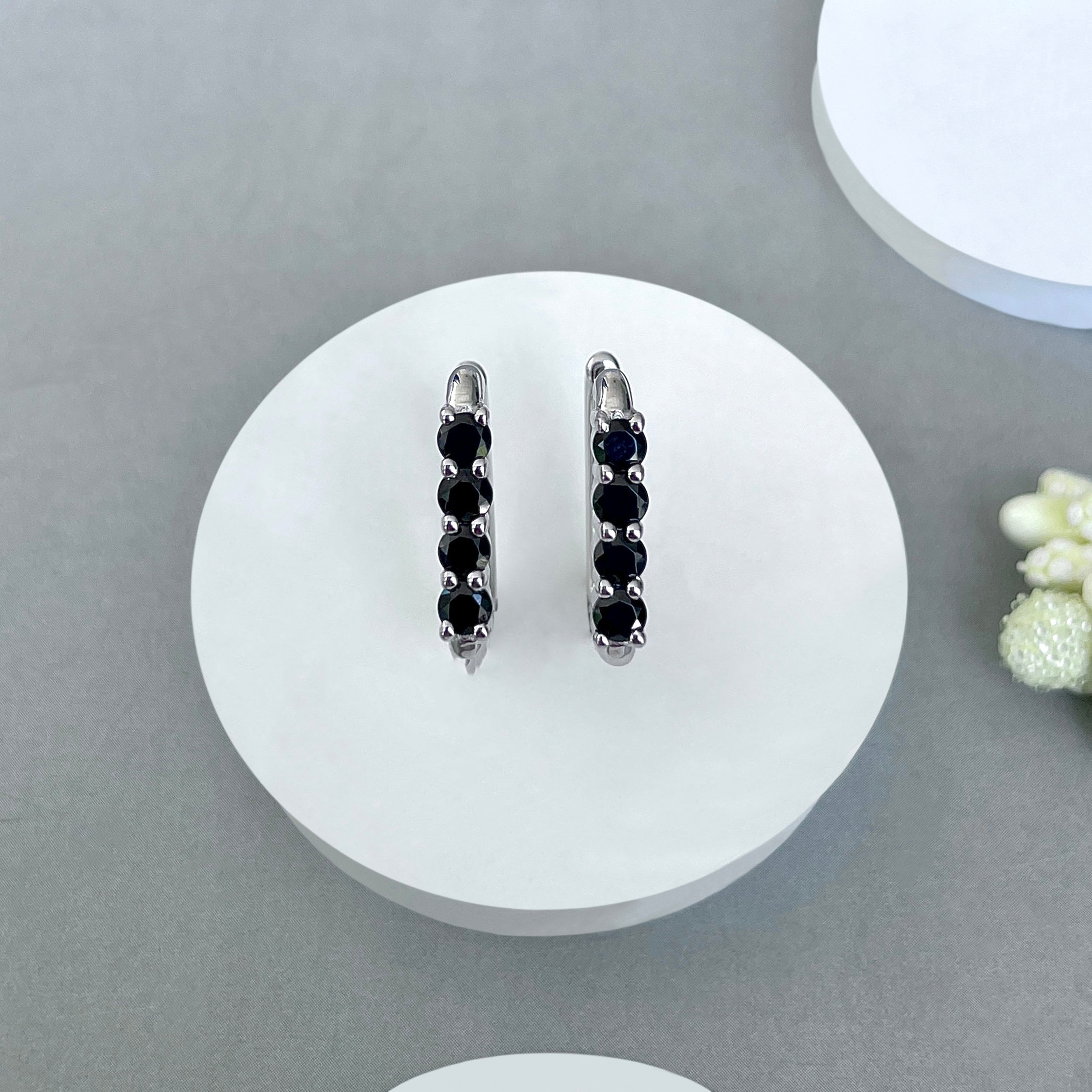 Black Tourmaline Hoop Earring-(BLS-SE-1281.)