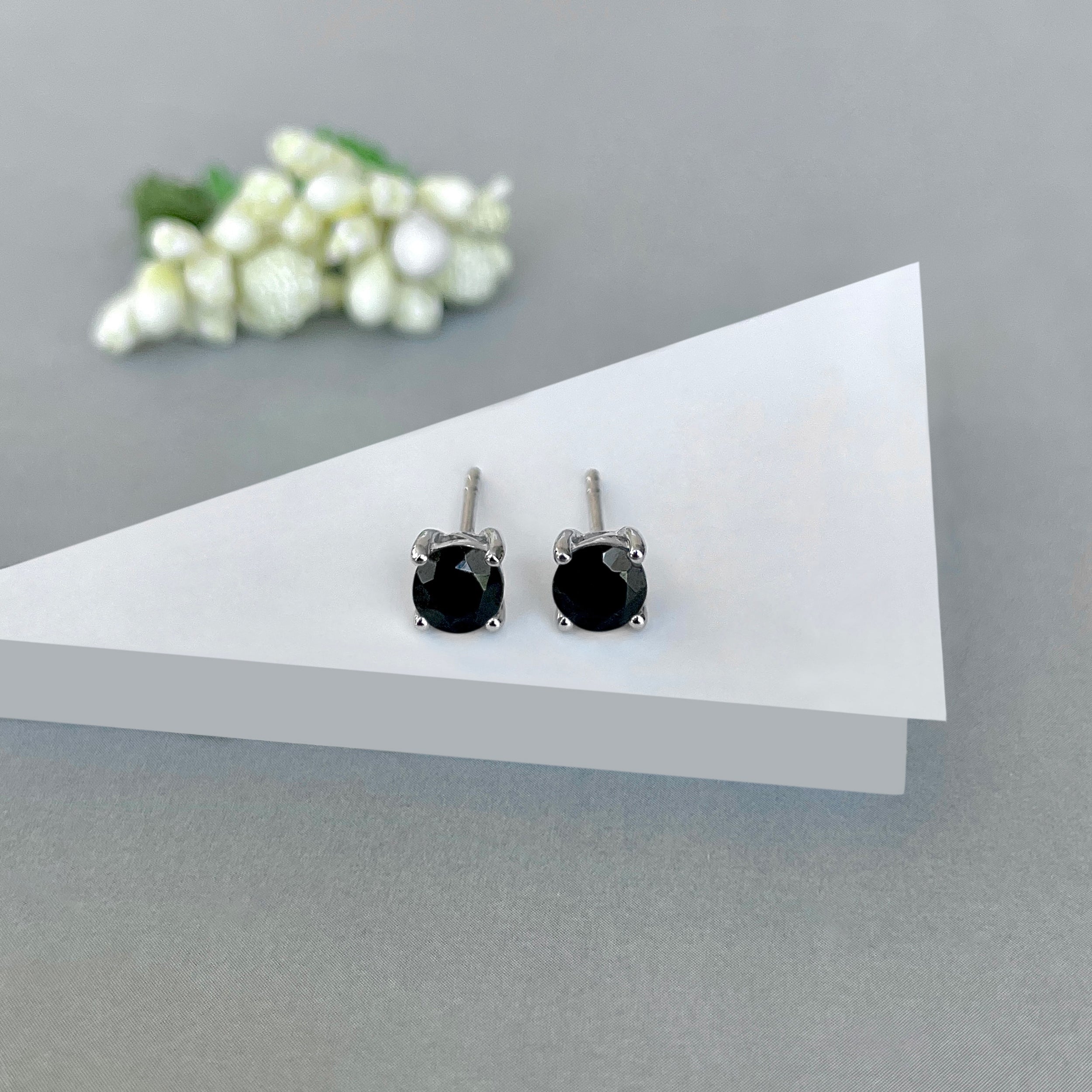 Black Tourmaline Stud Earring-(BLS-SE-1321.)