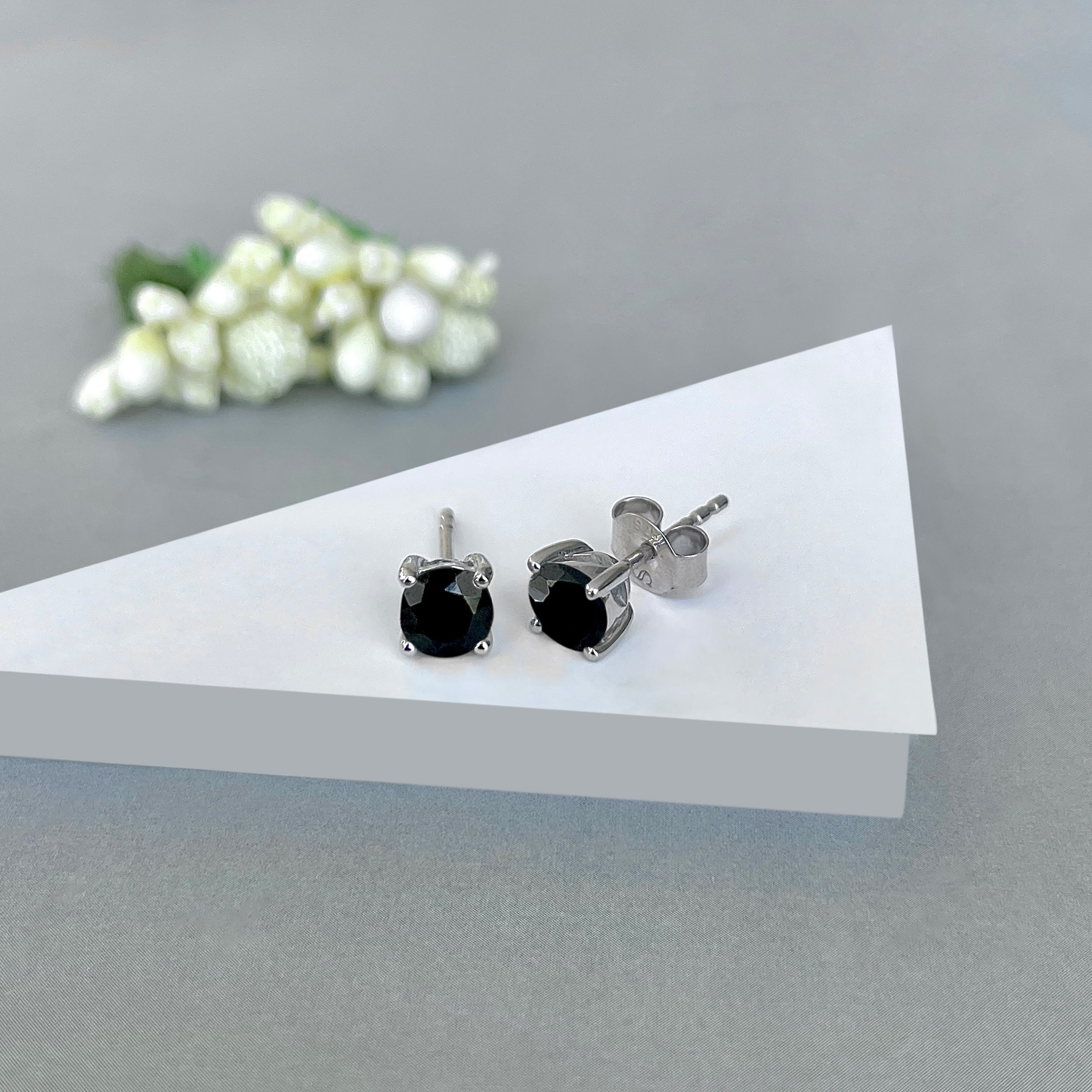 Black Tourmaline Stud Earring-(BLS-SE-1321.)