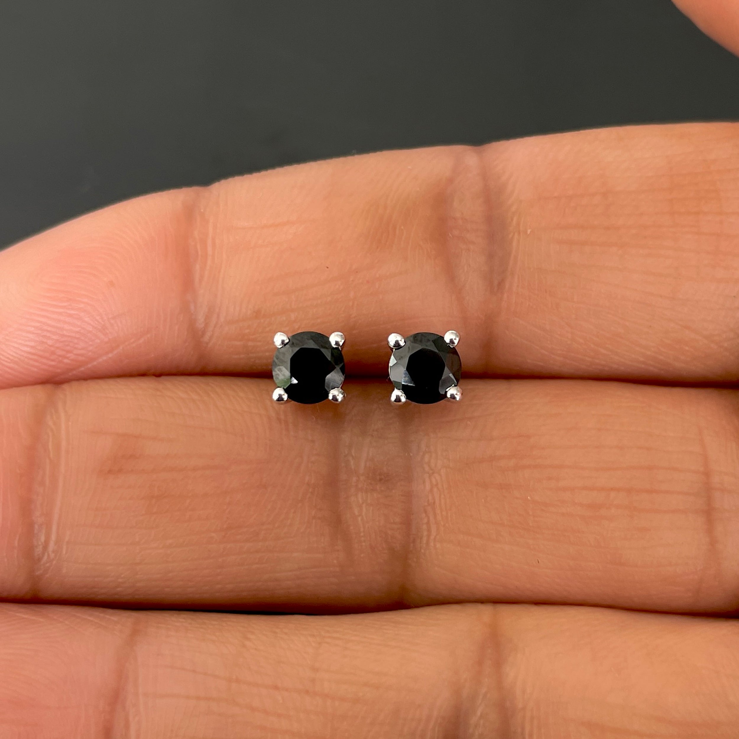 Black Tourmaline Stud Earring-(BLS-SE-1321.)