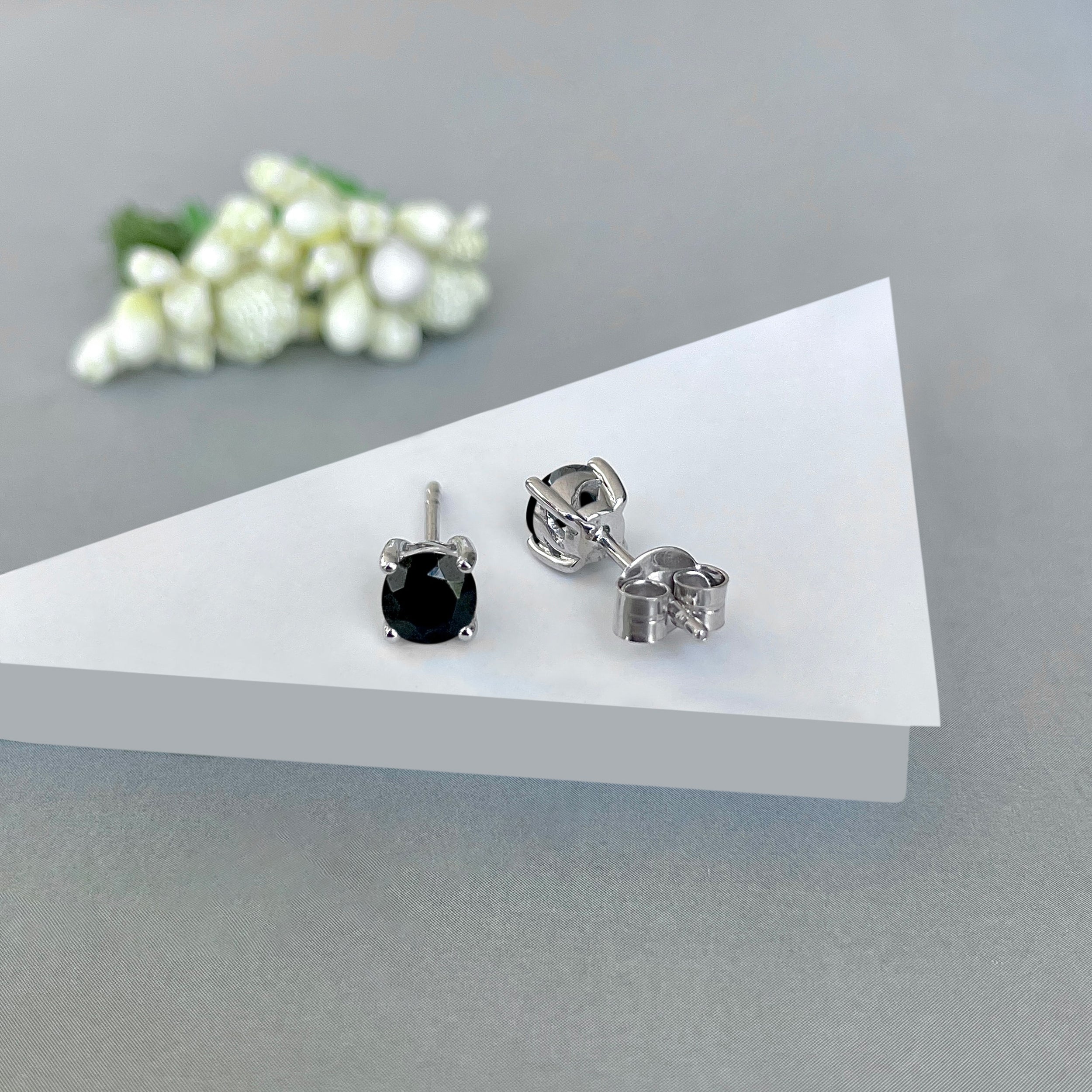 Black Tourmaline Stud Earring-(BLS-SE-1321.)