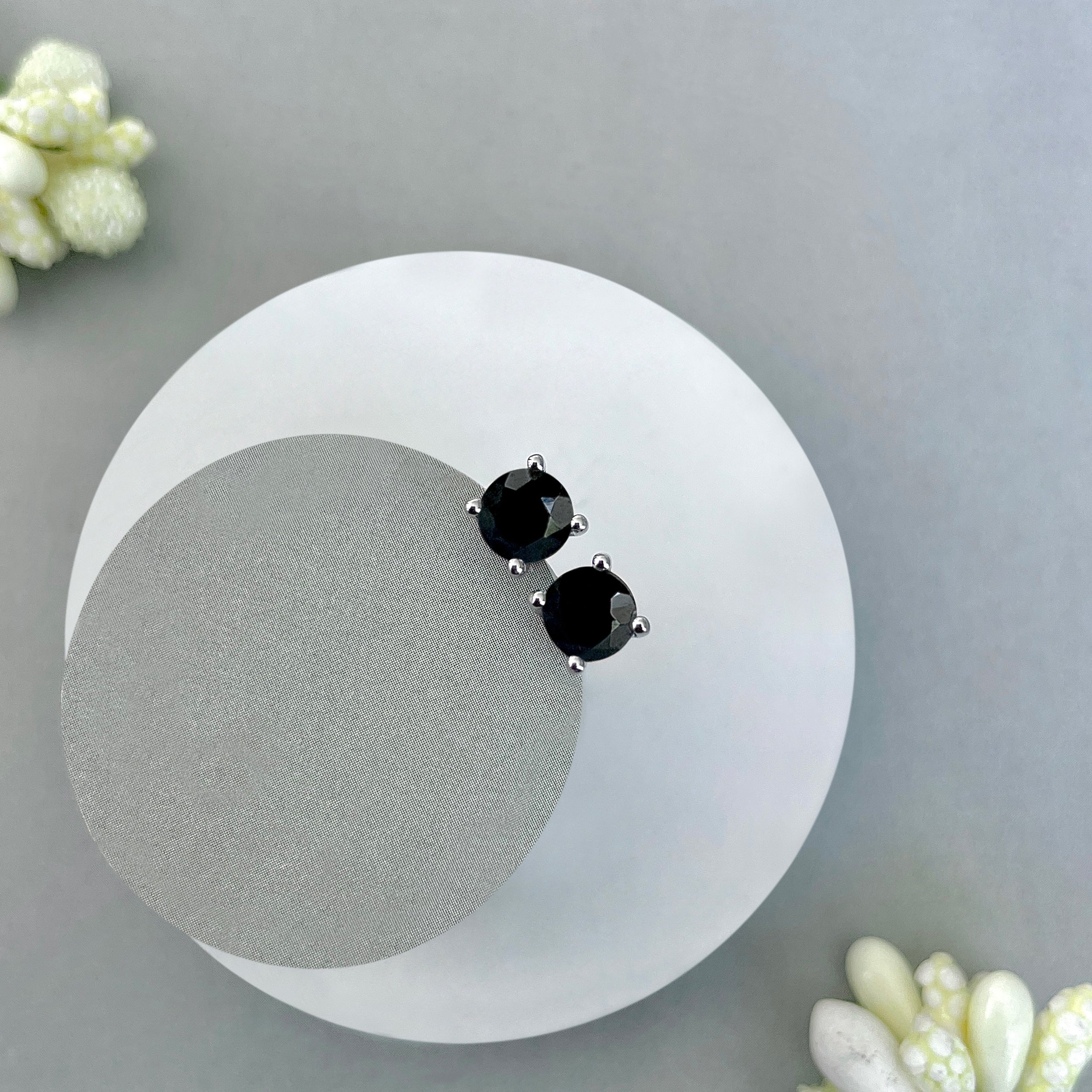Black Tourmaline Stud Earring-(BLS-SE-1321.)