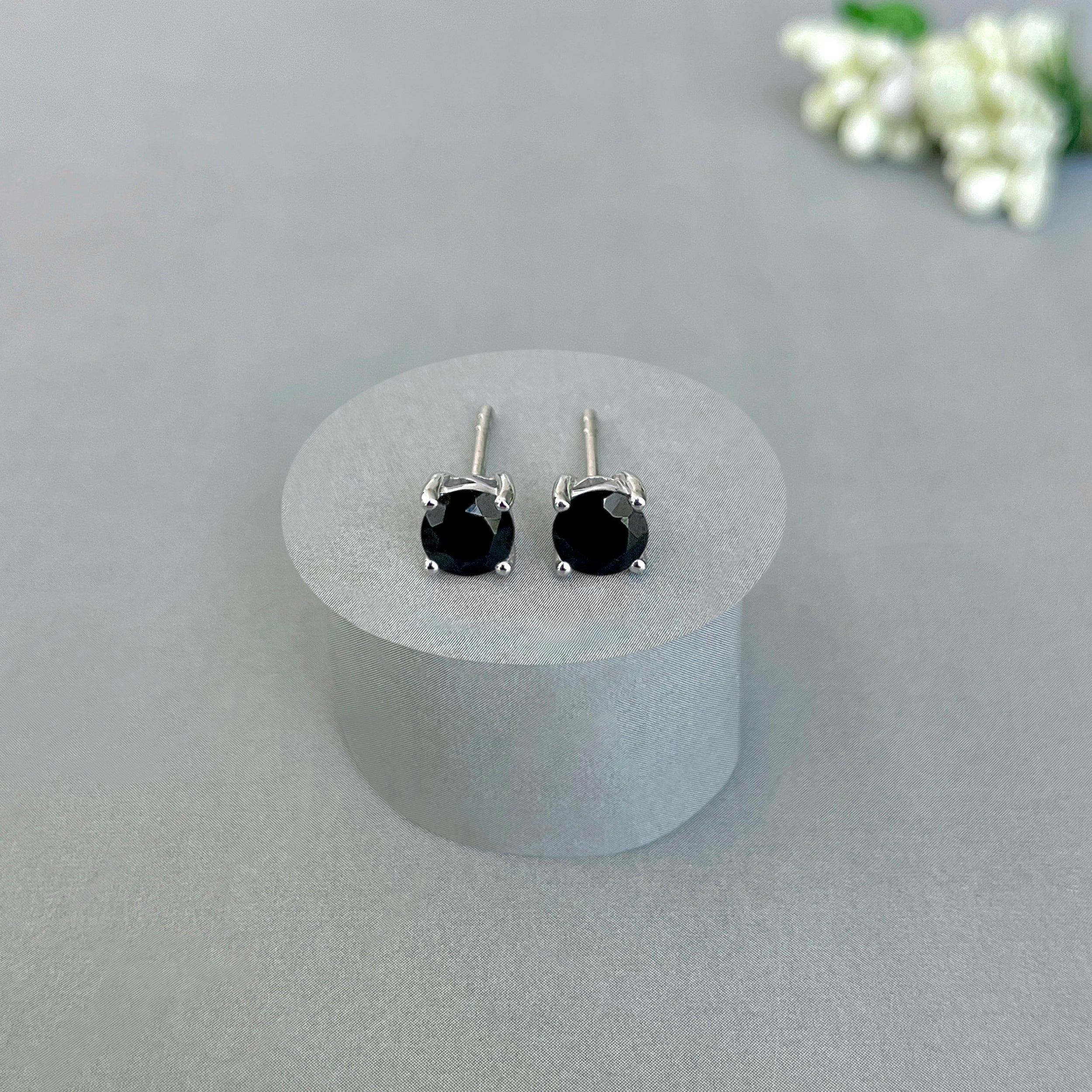Black Tourmaline Stud Earring-(BLS-SE-1321.)