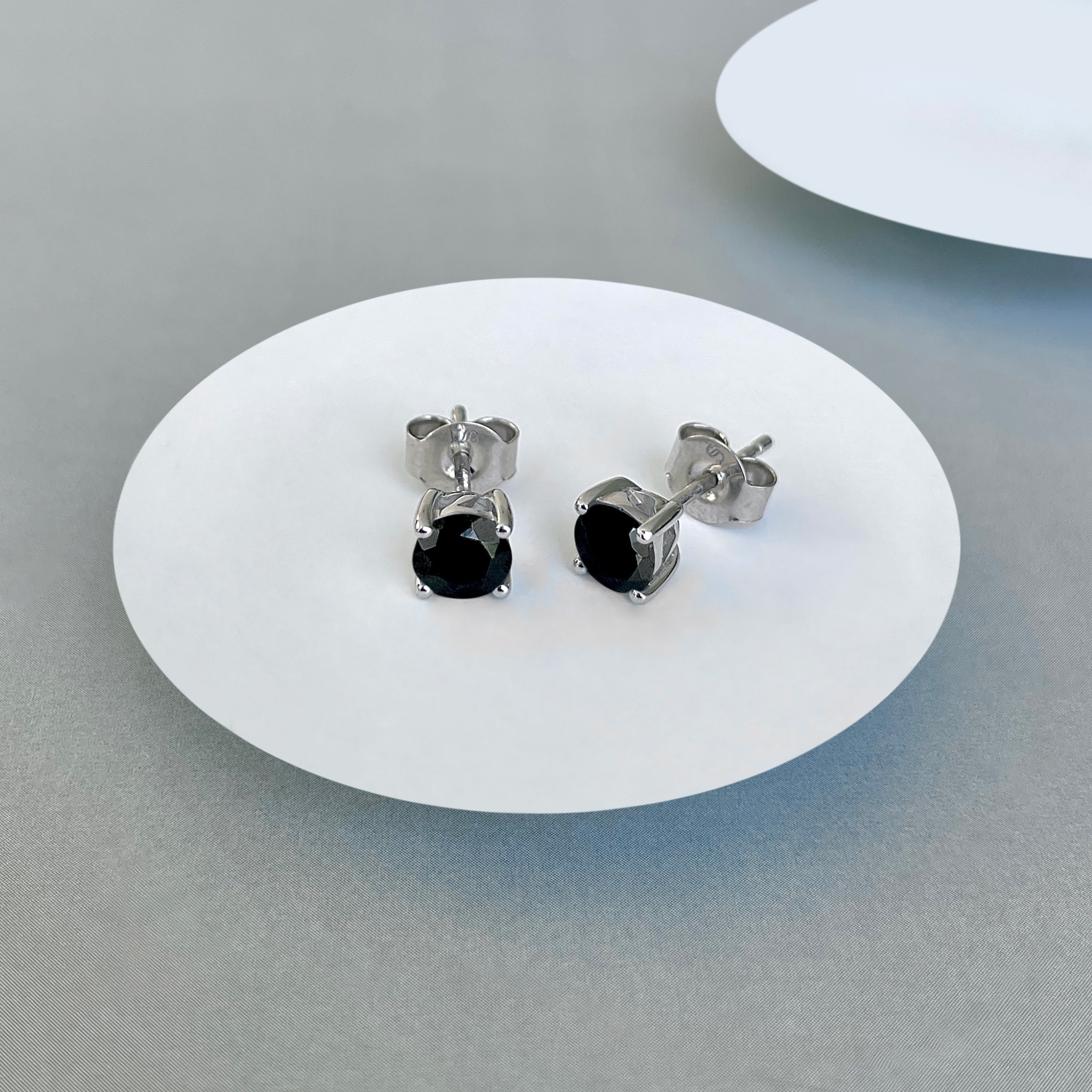 Black Tourmaline Stud Earring-(BLS-SE-1321.)
