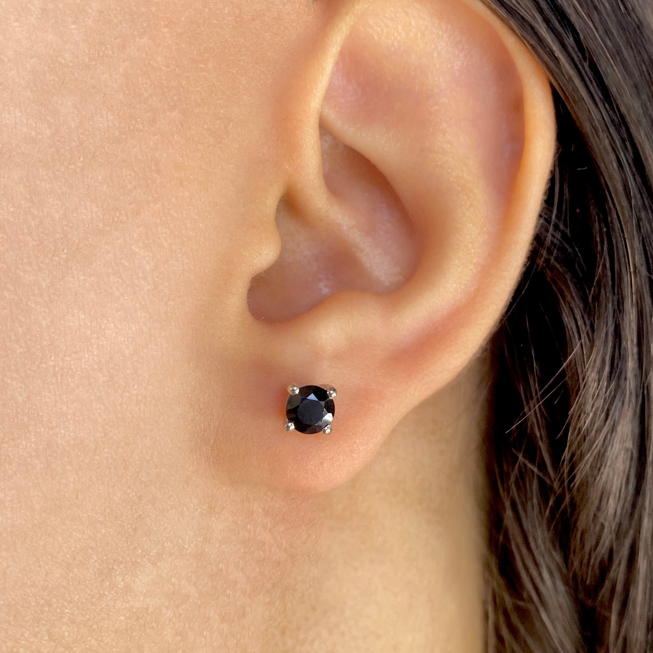 Black Tourmaline Stud Earring-(BLS-SE-1321.)