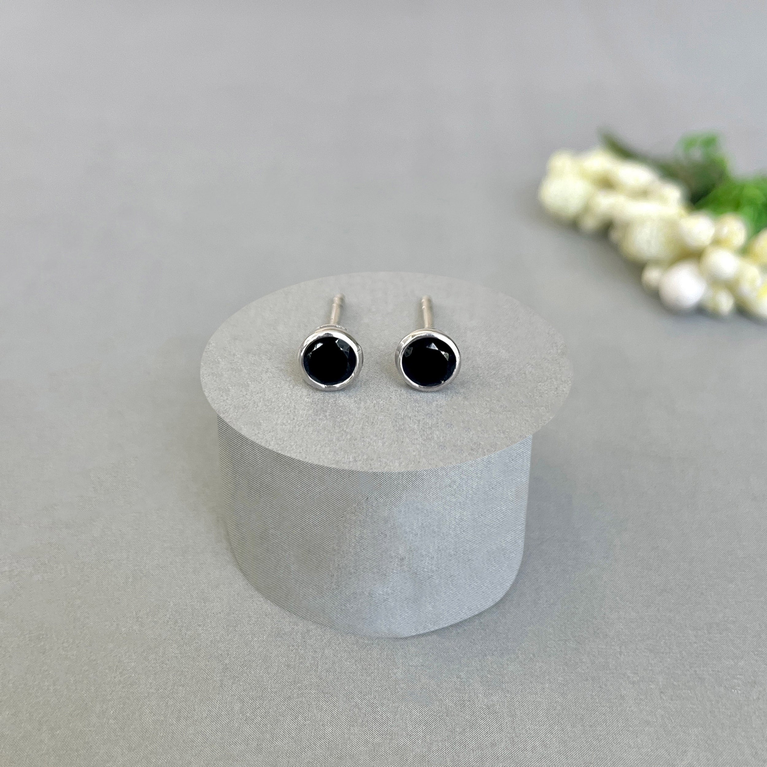 Black Tourmaline Stud Earring-(BLS-SE-1375.)