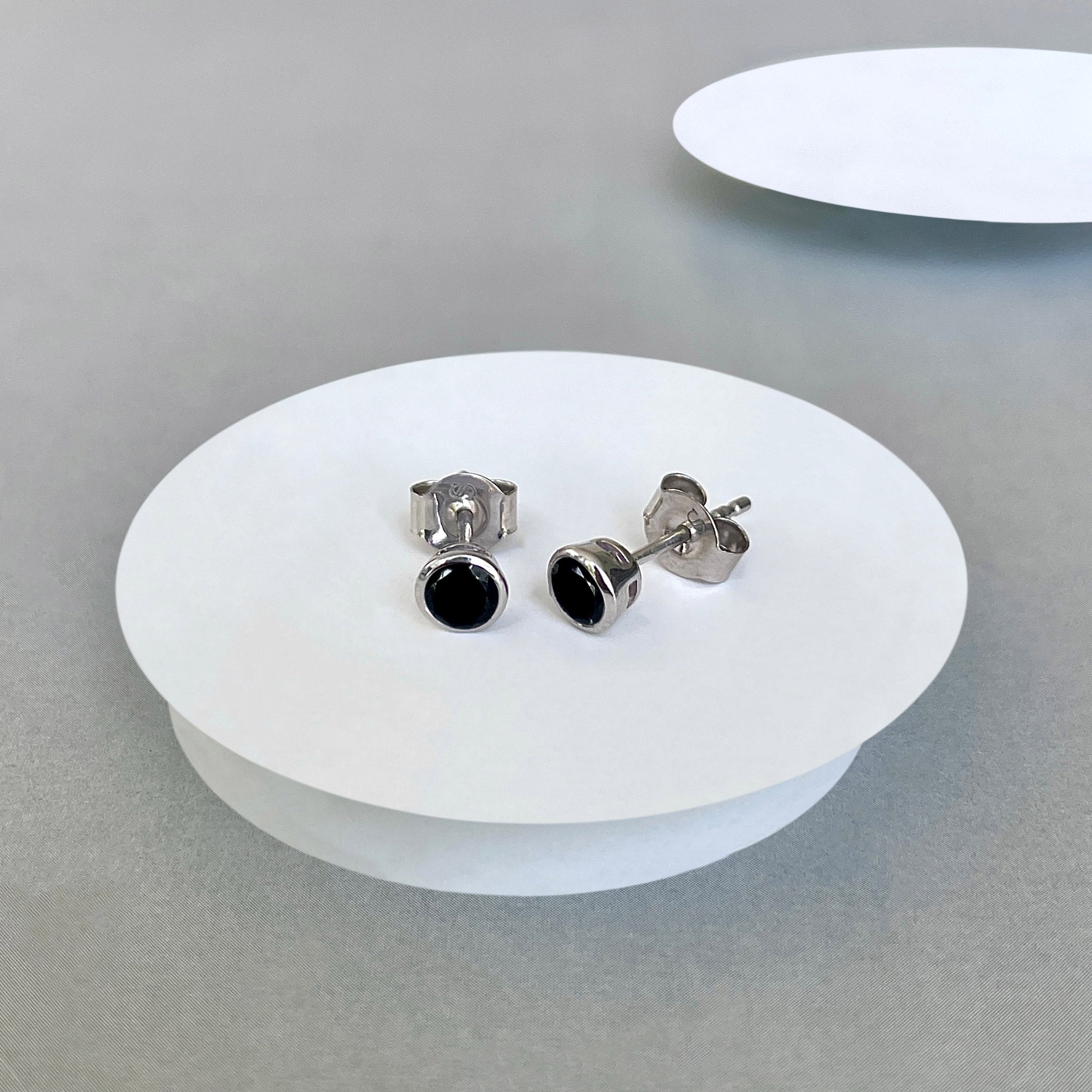 Black Tourmaline Stud Earring-(BLS-SE-1375.)