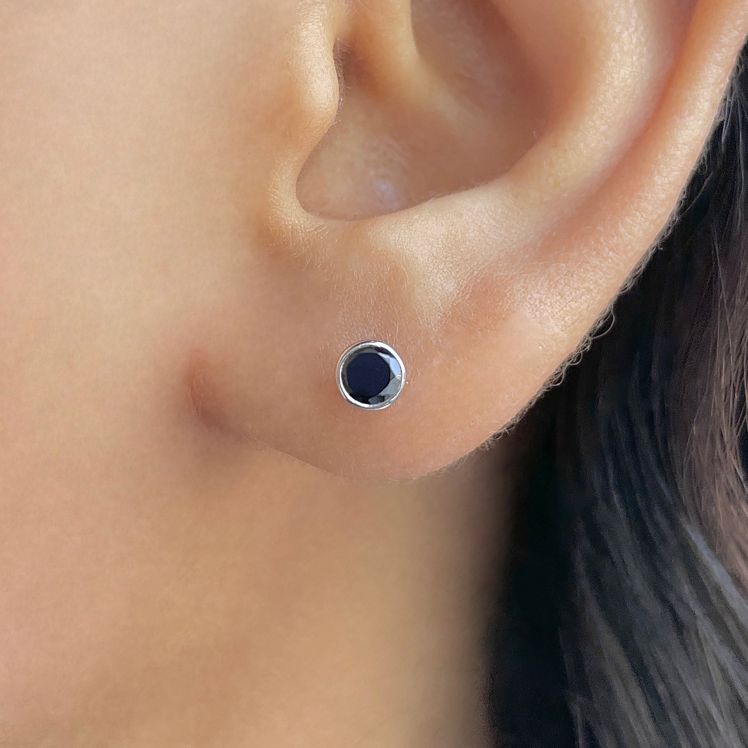 Black Tourmaline Stud Earring-(BLS-SE-1375.)