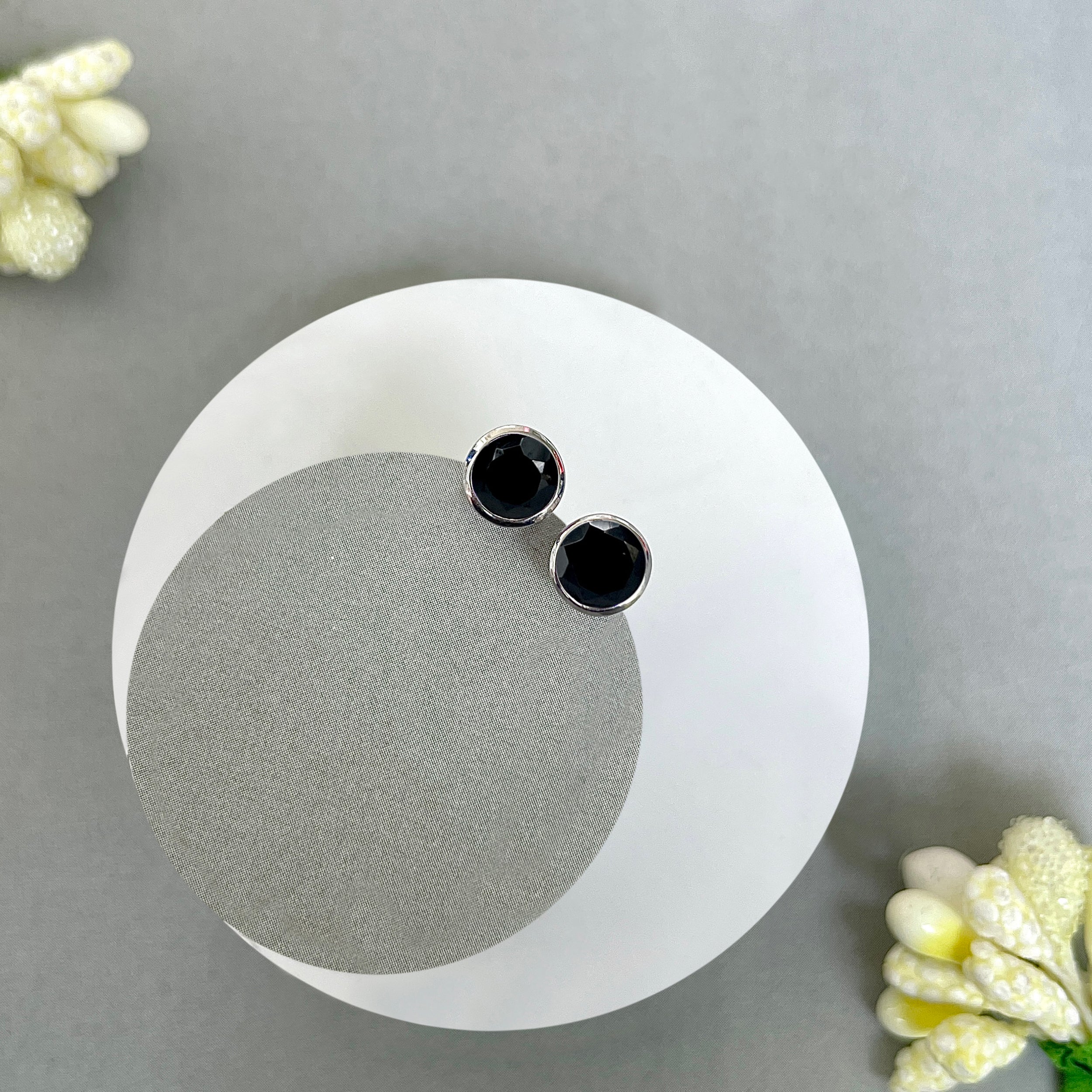 Black Tourmaline Stud Earring-(BLS-SE-1425.)