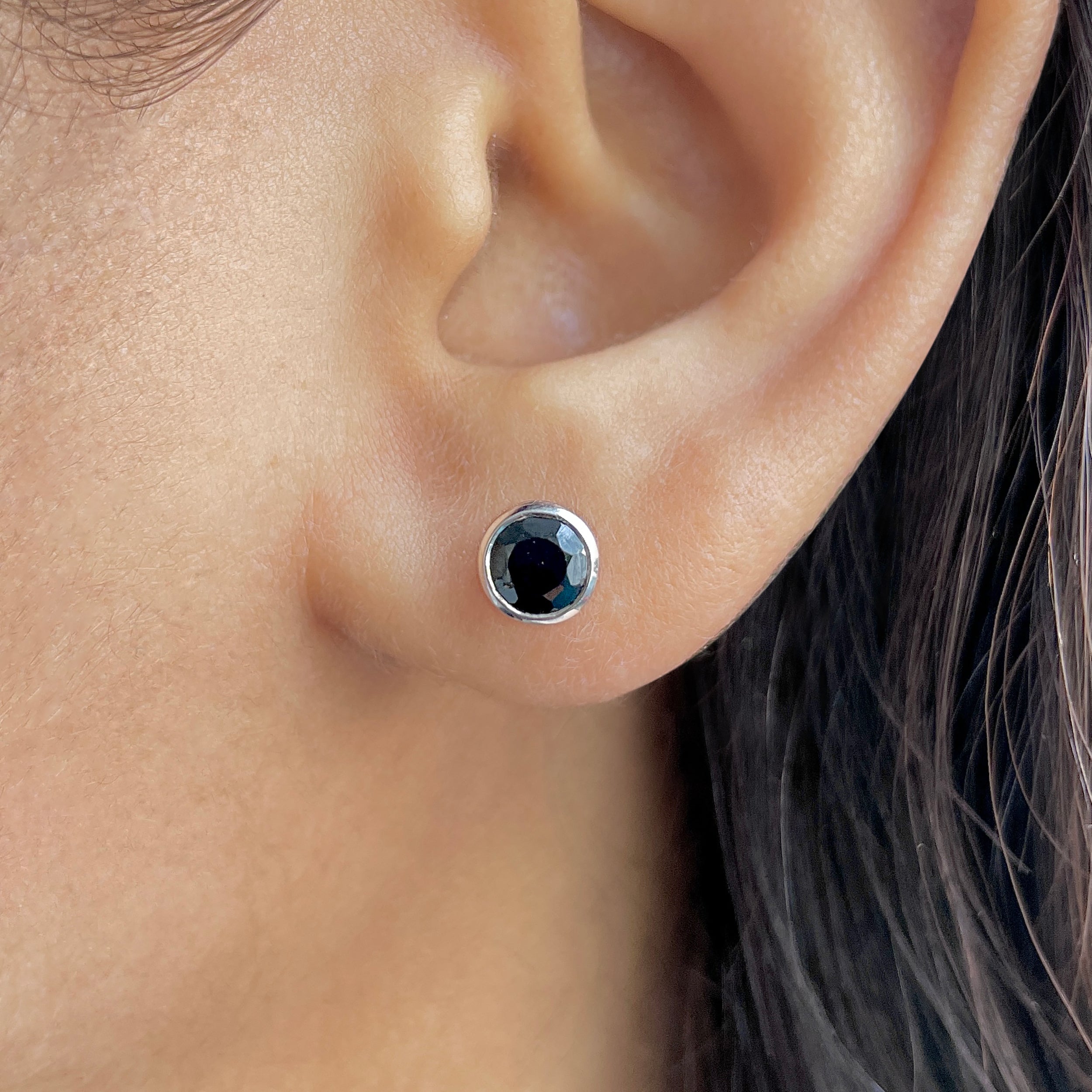 Black Tourmaline Stud Earring-(BLS-SE-1425.)