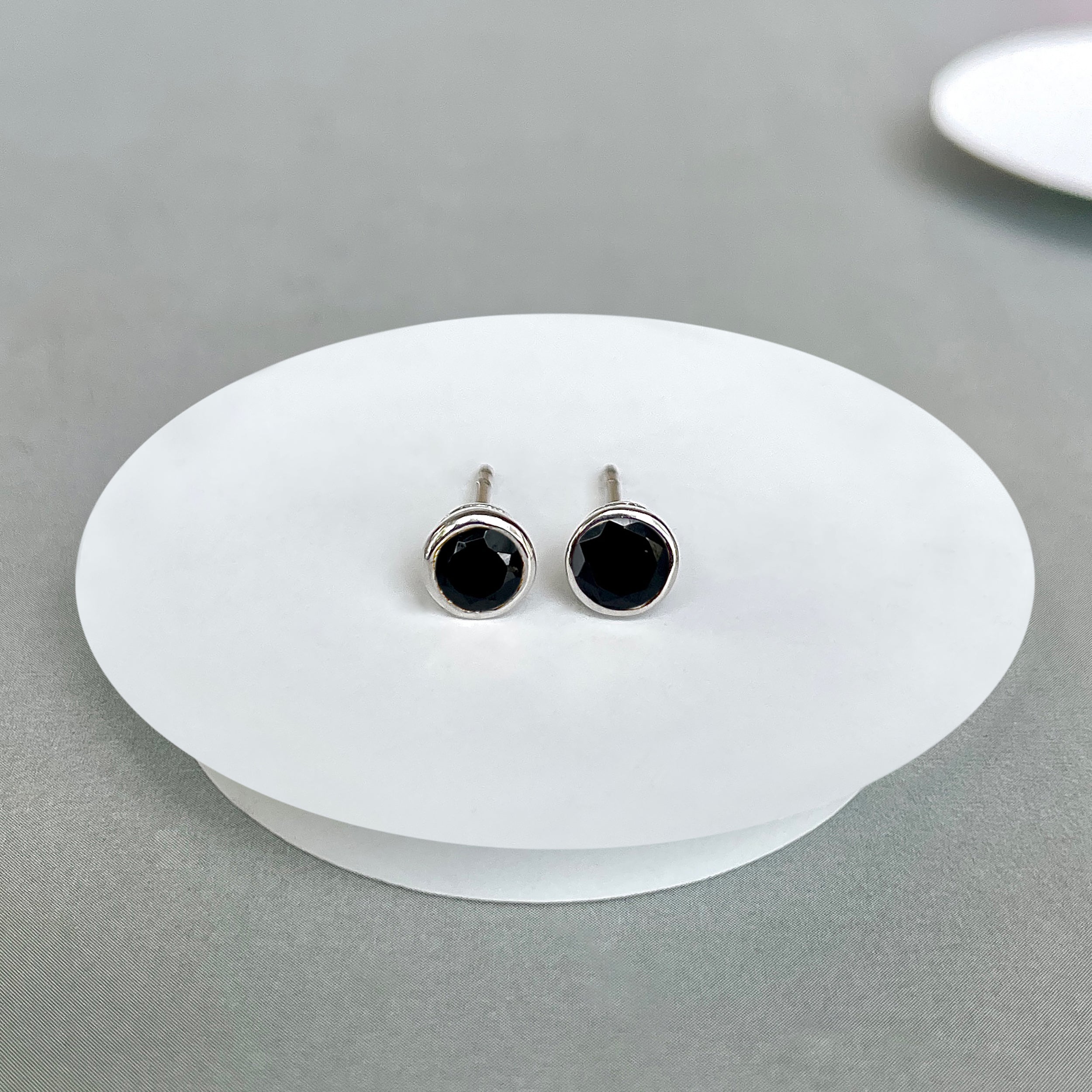 Black Tourmaline Stud Earring-(BLS-SE-1425.)