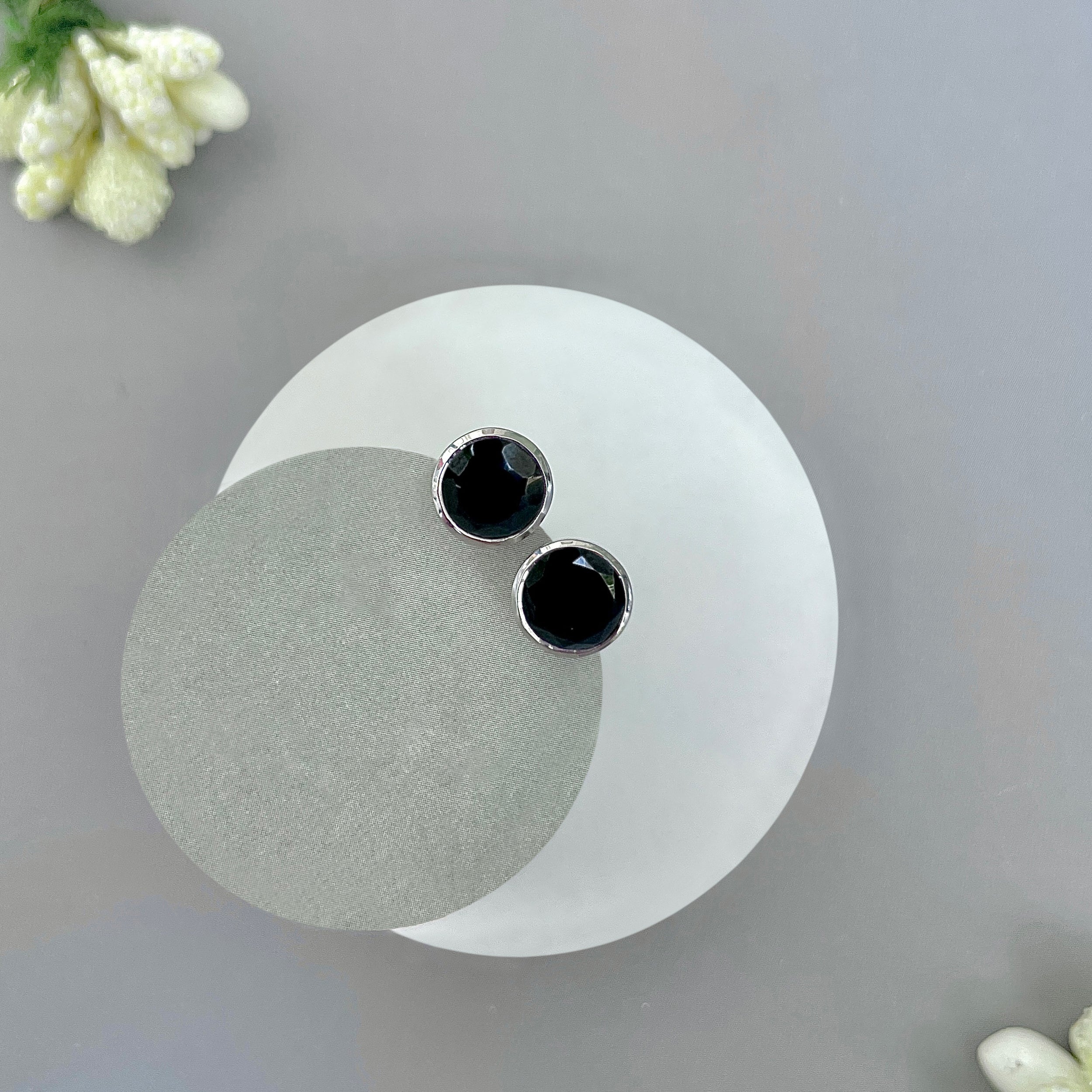 Black Tourmaline Stud Earring-(BLS-SE-1426.)