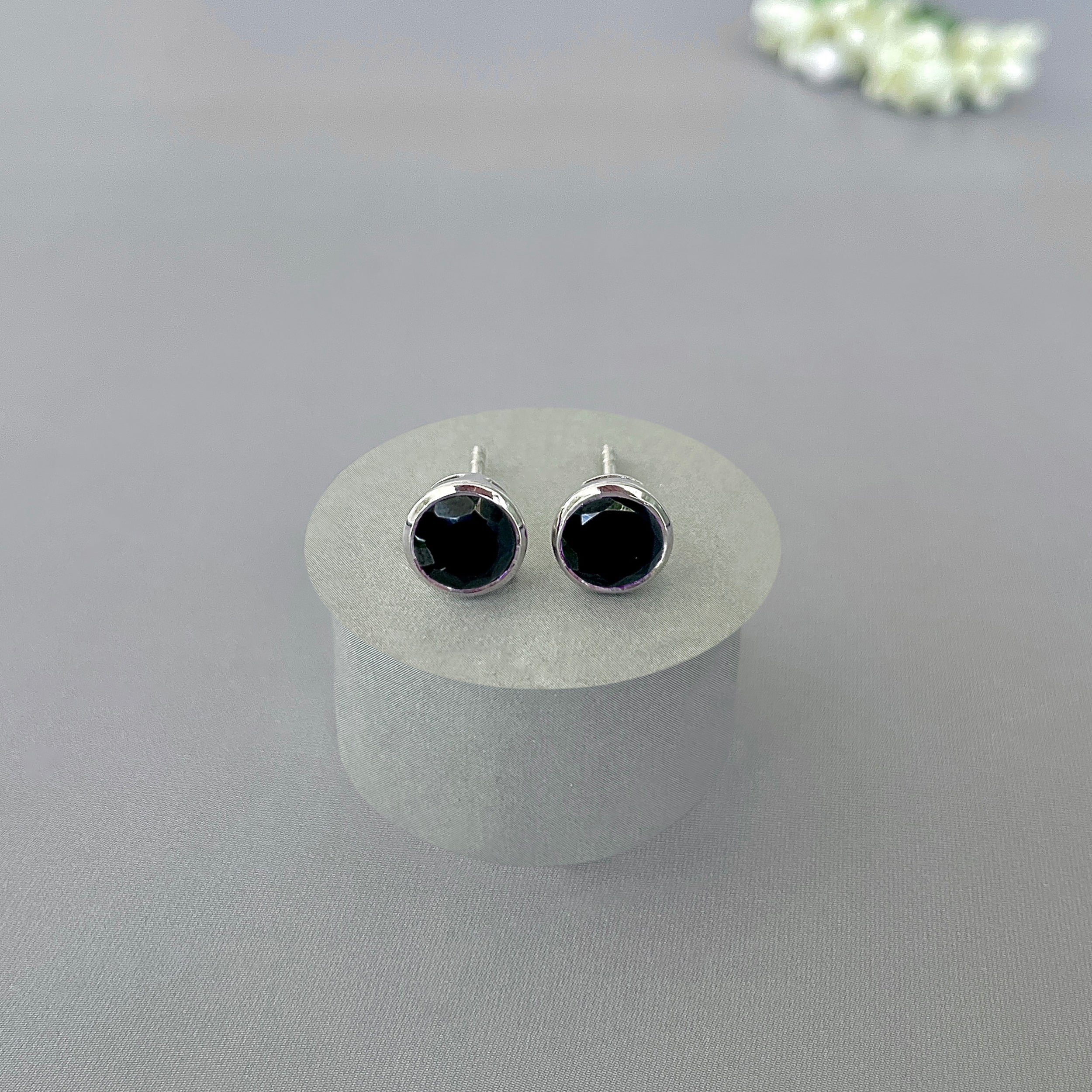 Black Tourmaline Stud Earring-(BLS-SE-1426.)