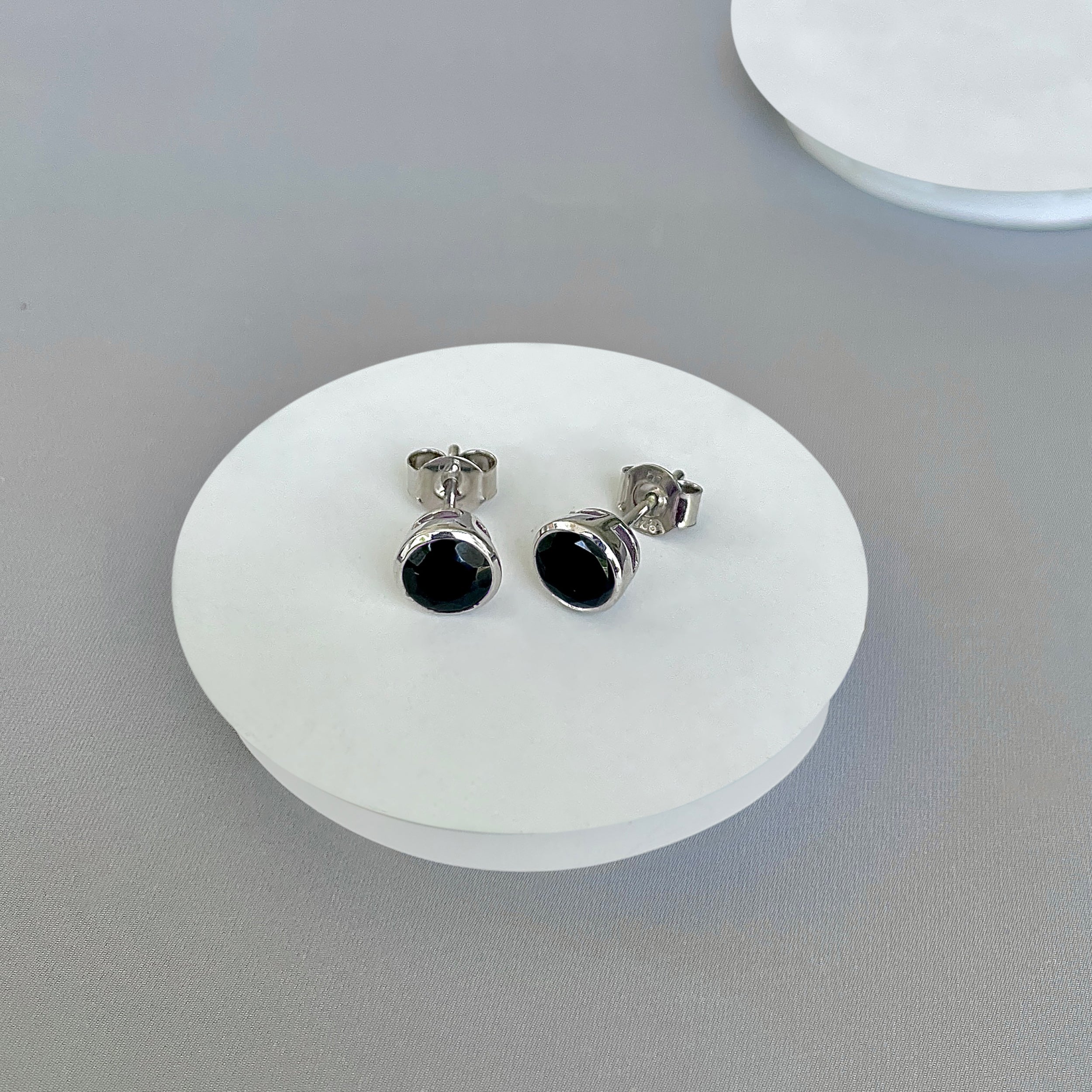 Black Tourmaline Stud Earrings-(BLS-SE-1426.)