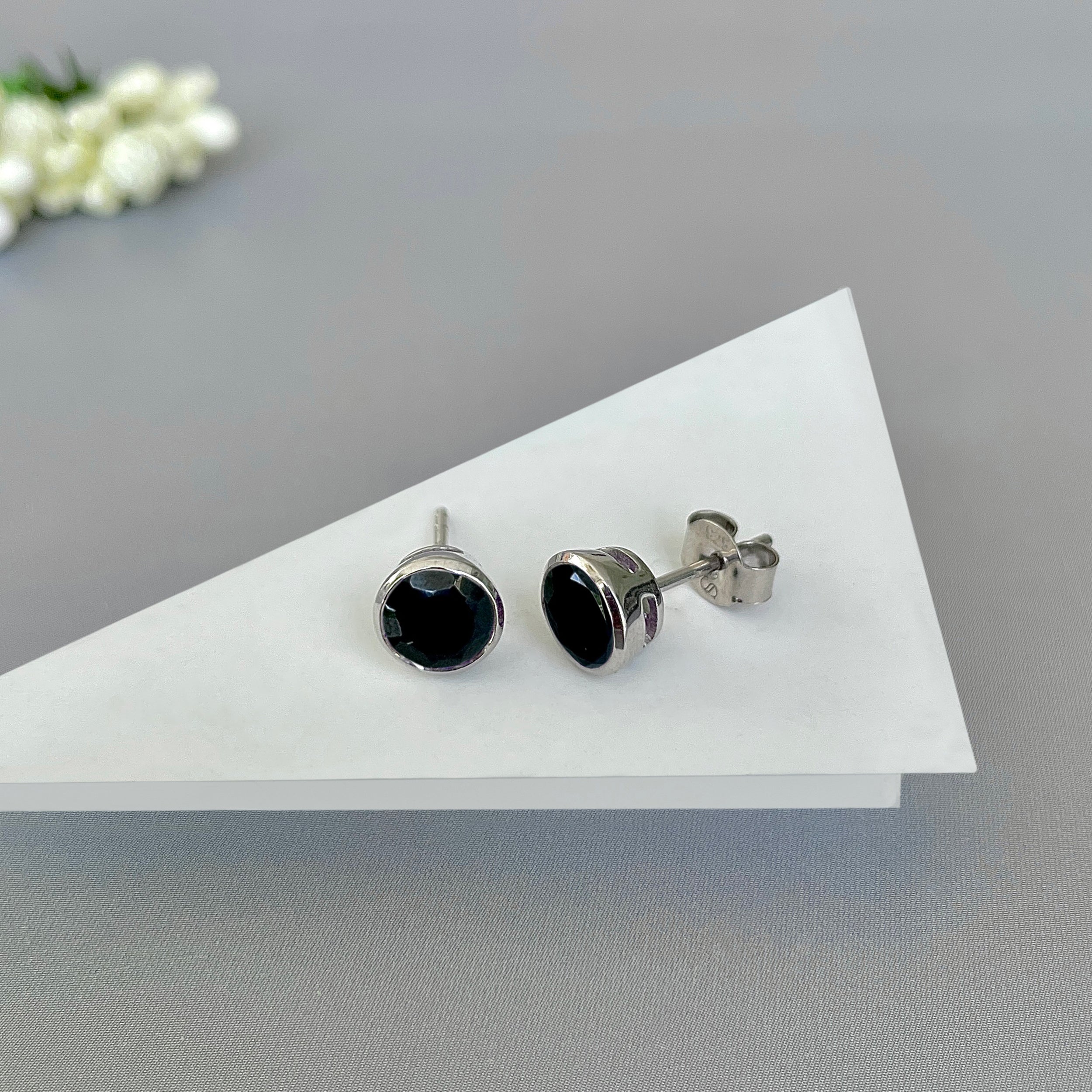 Black Tourmaline Stud Earring-(BLS-SE-1426.)