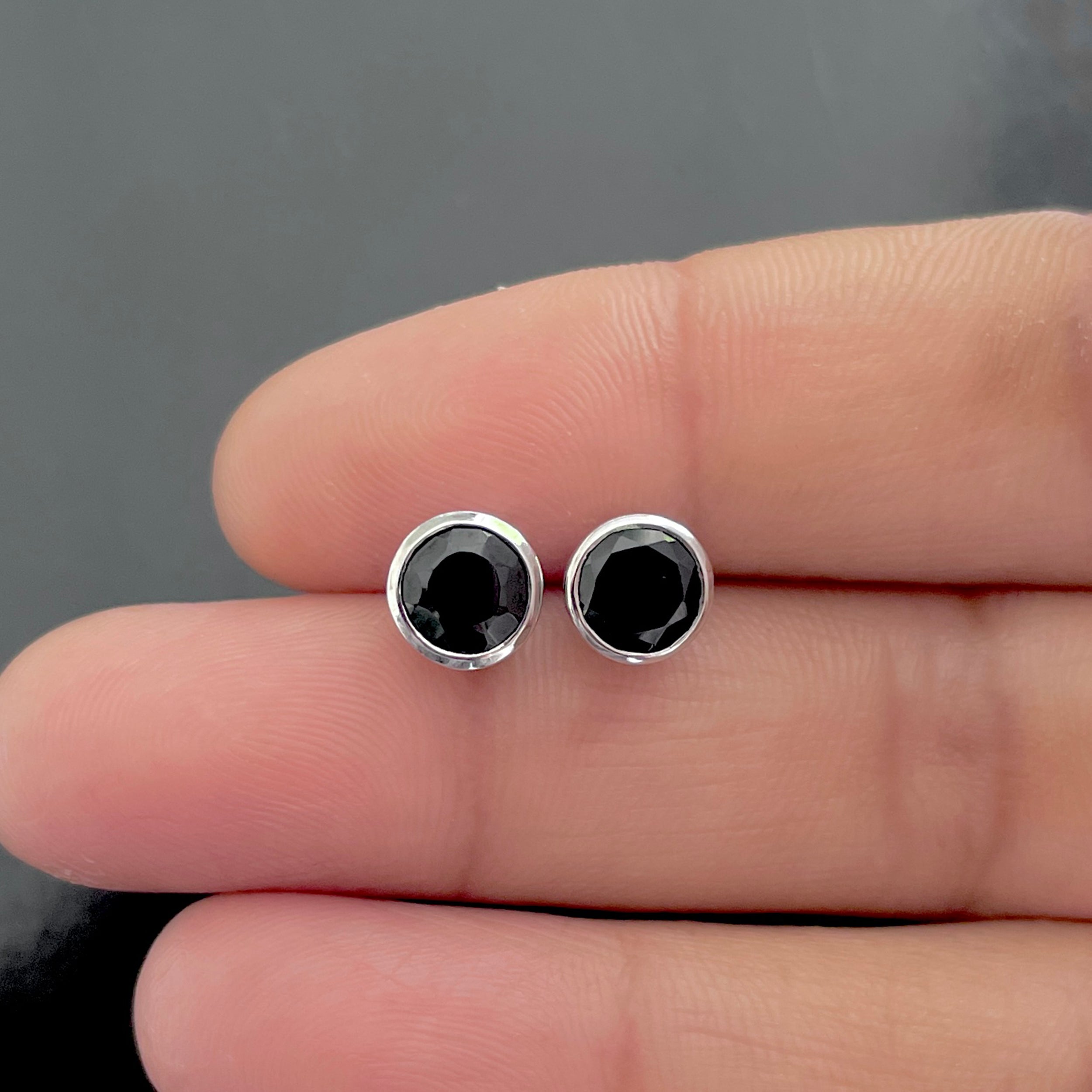 Black Tourmaline Stud Earring-(BLS-SE-1426.)