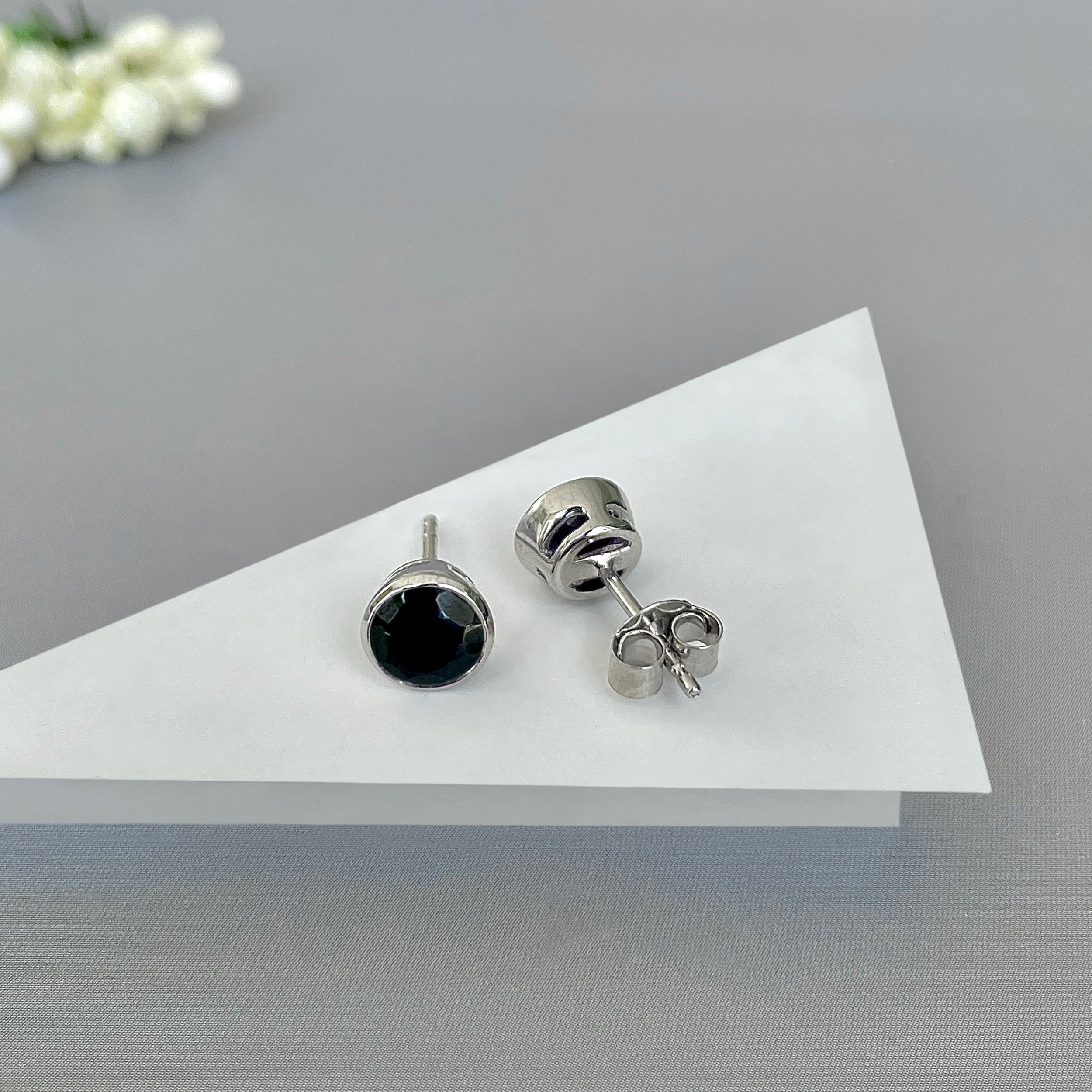Black Tourmaline Stud Earrings-(BLS-SE-1426.)