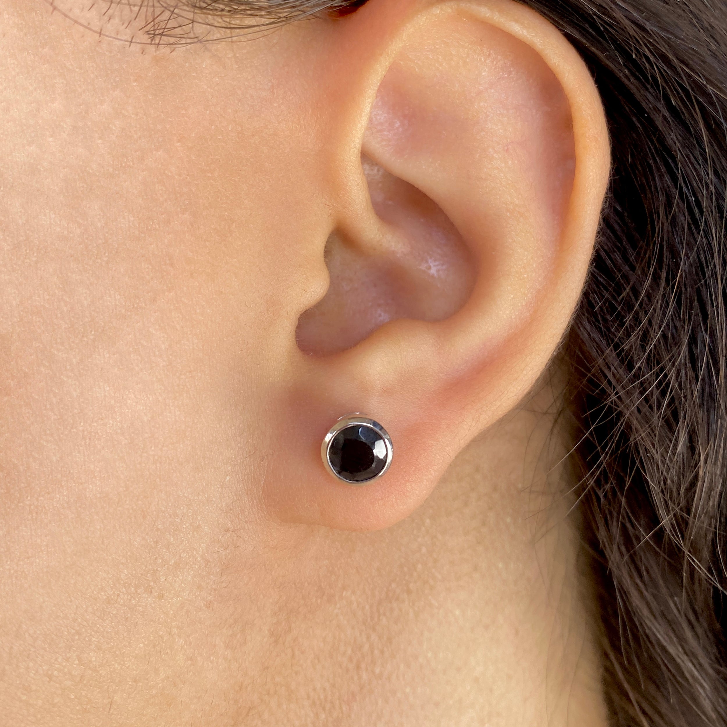 Black Tourmaline Stud Earring-(BLS-SE-1426.)