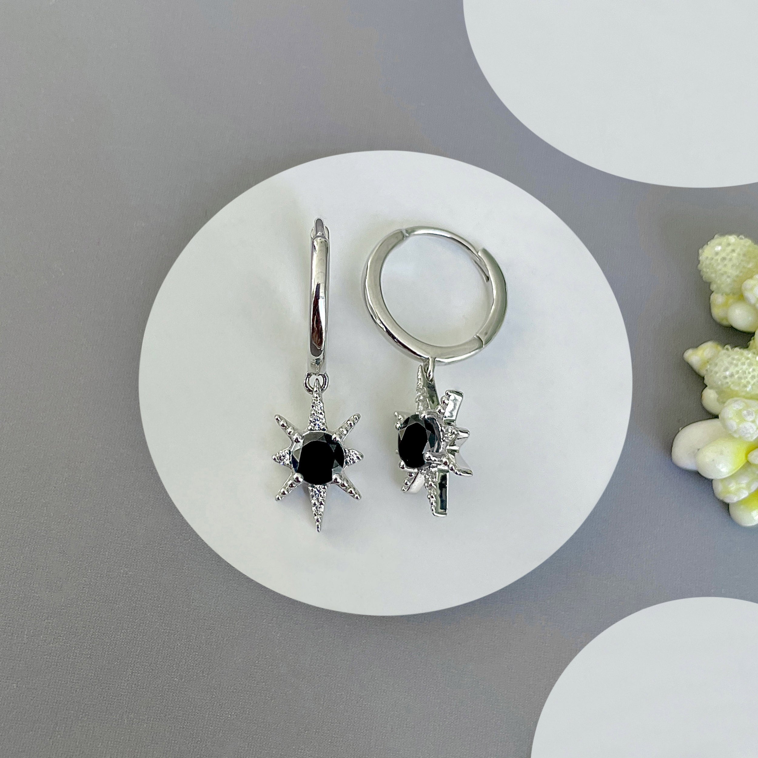 Black Tourmaline Earring-(BLS-SE-1470.)