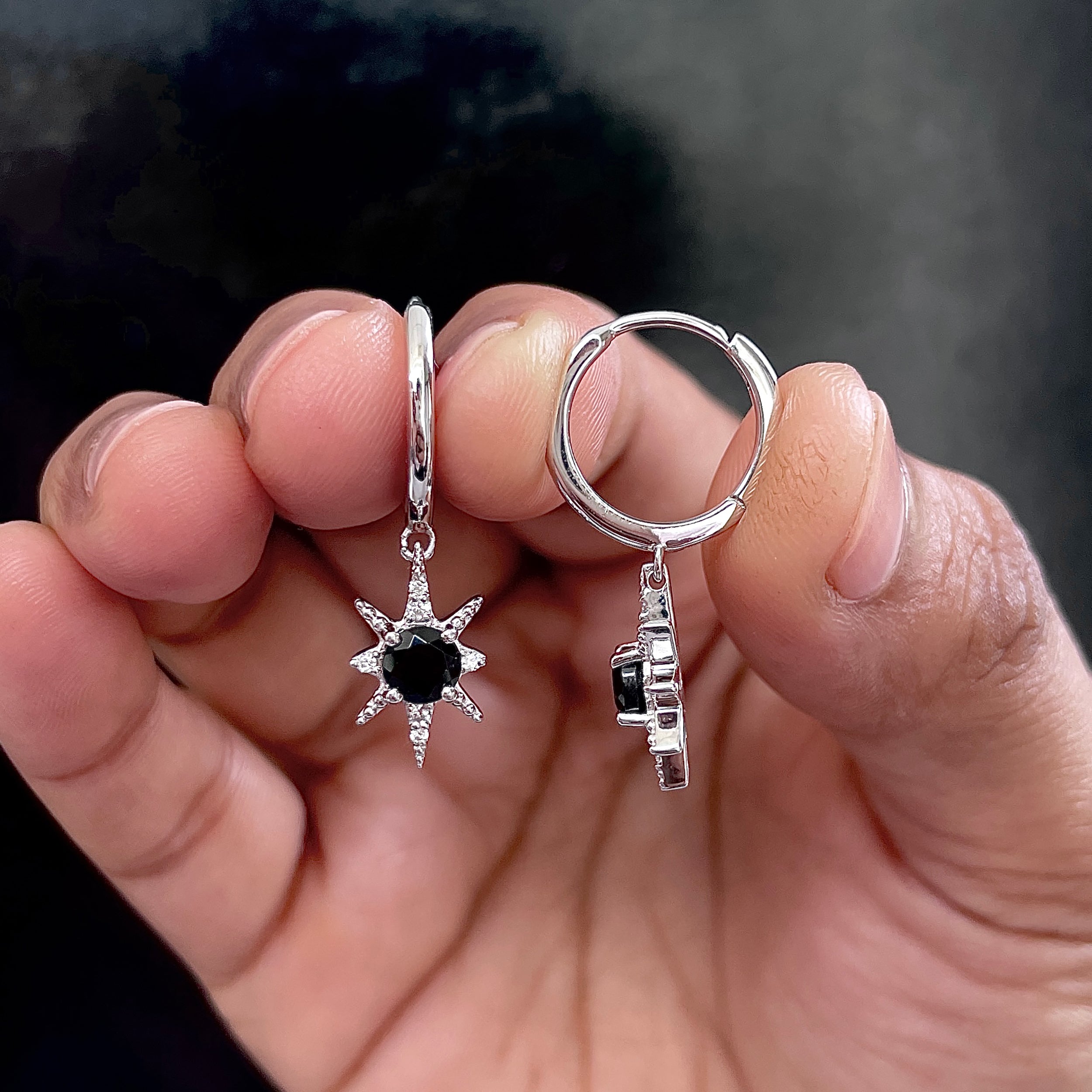 Black Tourmaline Earrings-(BLS-SE-1470.)