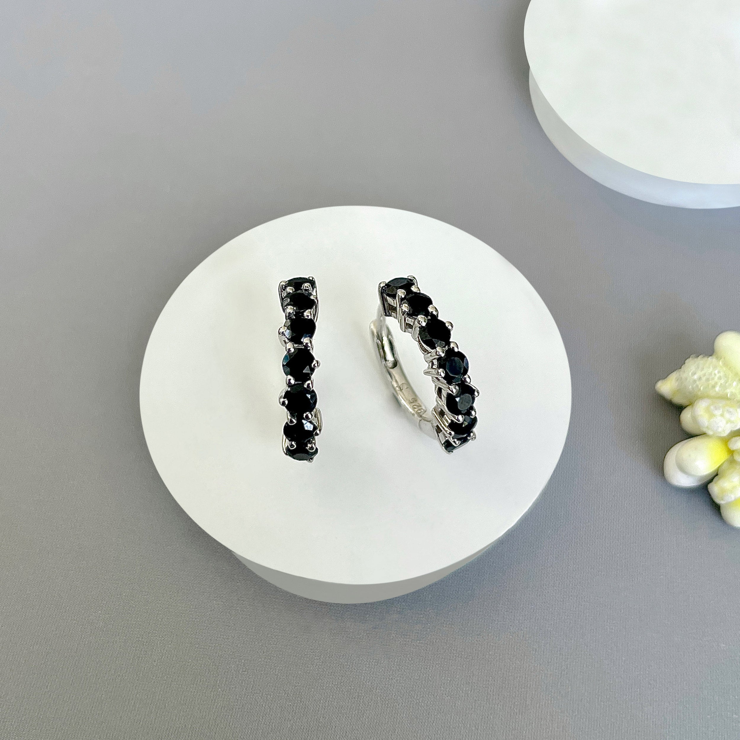 Black Tourmaline Hoop Earring-(BLS-SE-1473.)