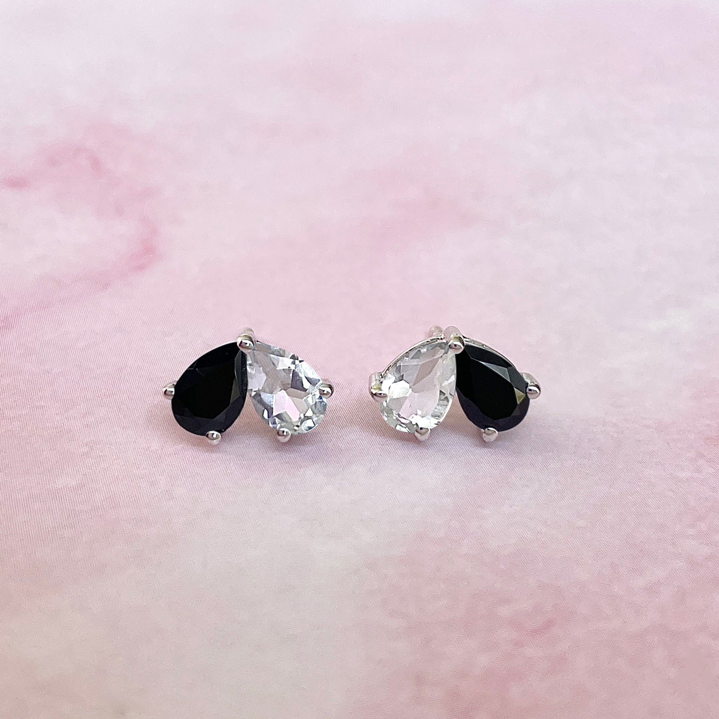 Black Tourmaline & White Topaz Earring-(BLS-SE-1795.)