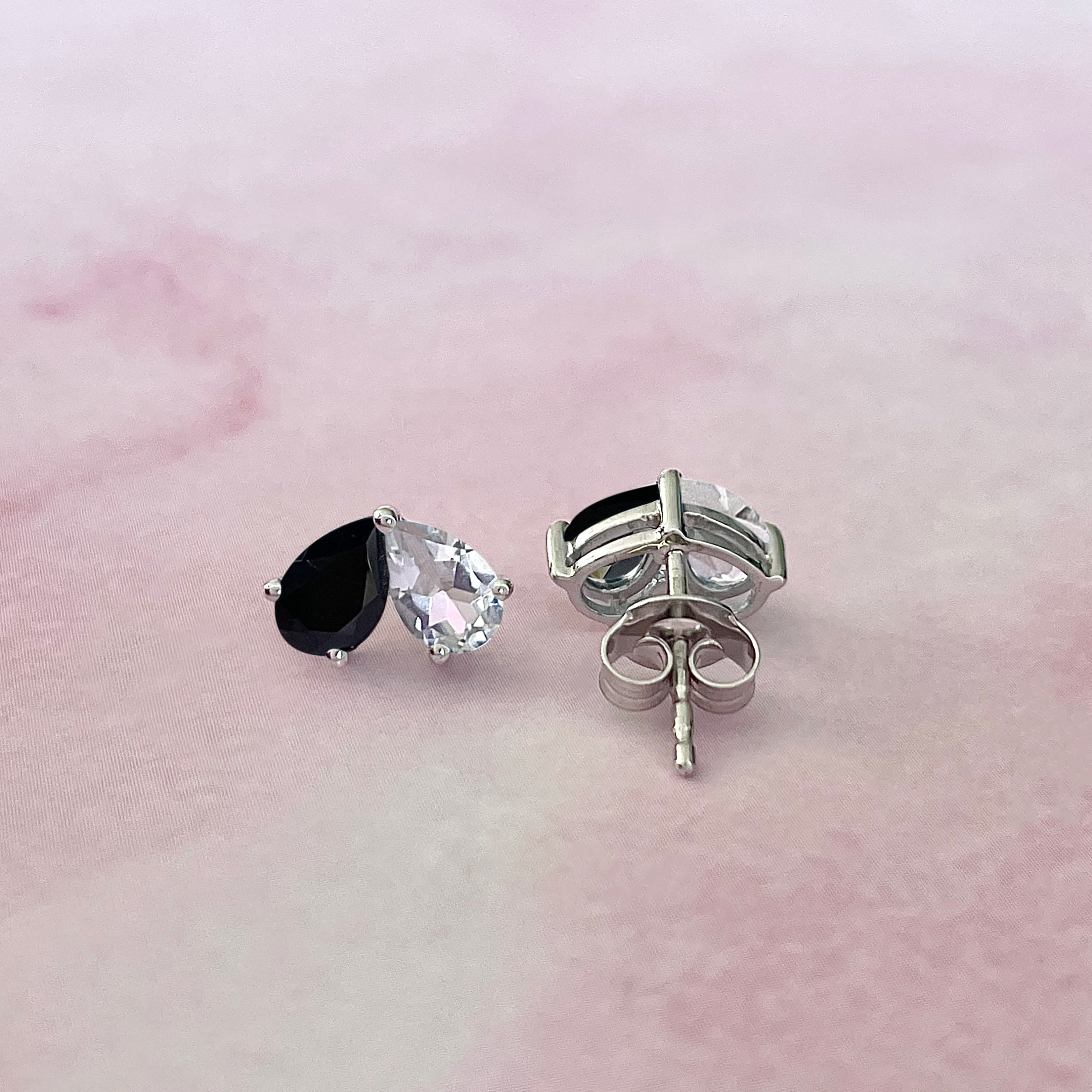 Black Tourmaline & White Topaz Earring-(BLS-SE-1795.)
