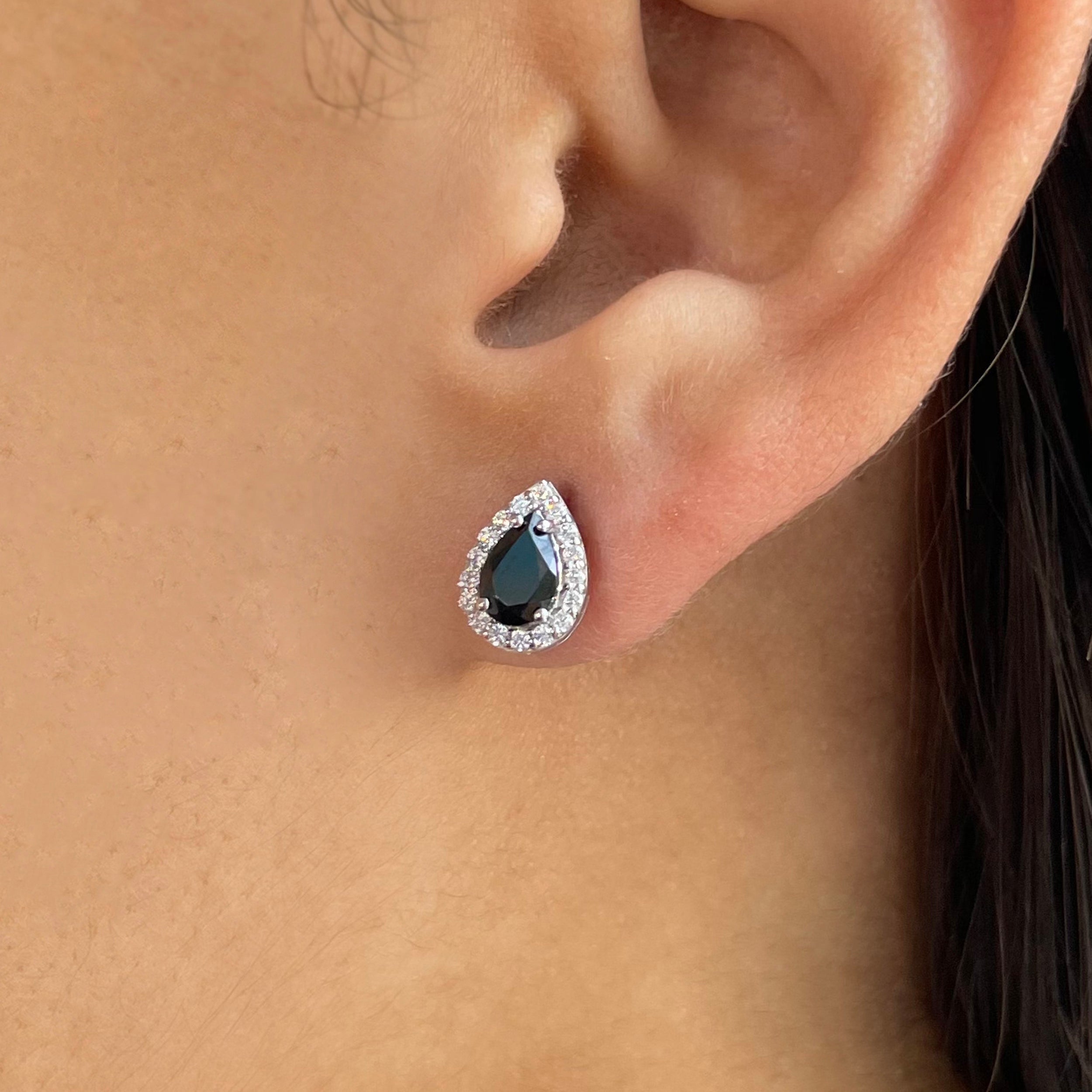 Black Tourmaline Stud Earring-(BLS-SE-52-W.)
