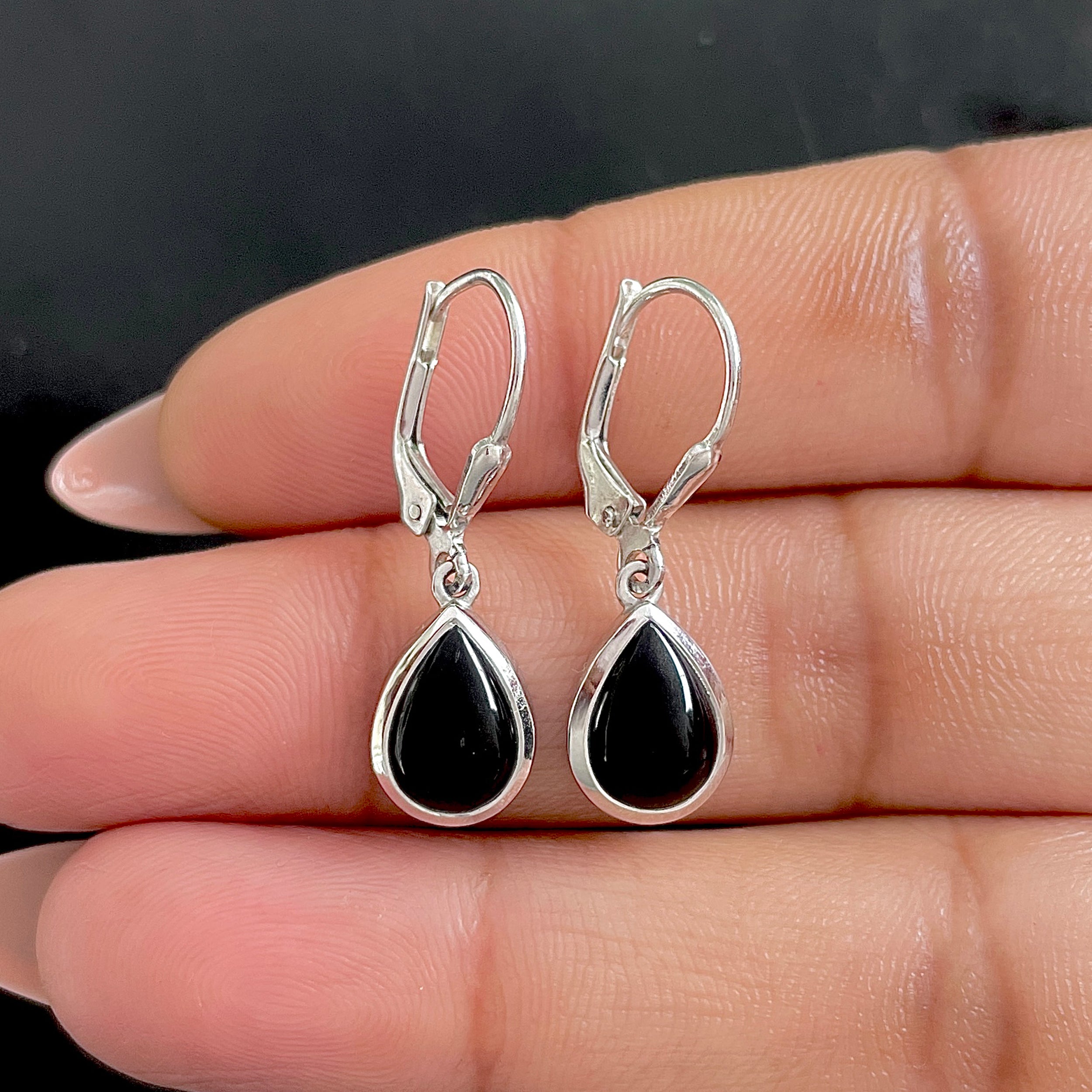 Black Onyx Leverback Earring-(BOX-SE-558.)