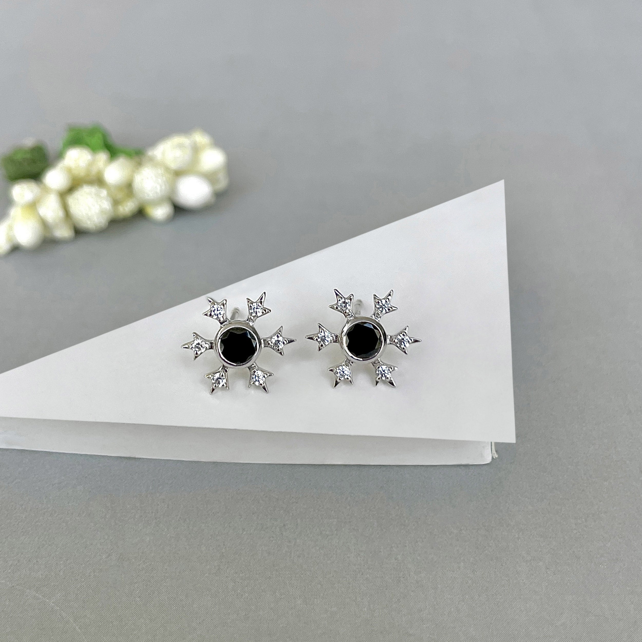 Black Tourmaline Stud Earring-(BLS-SE-854.)