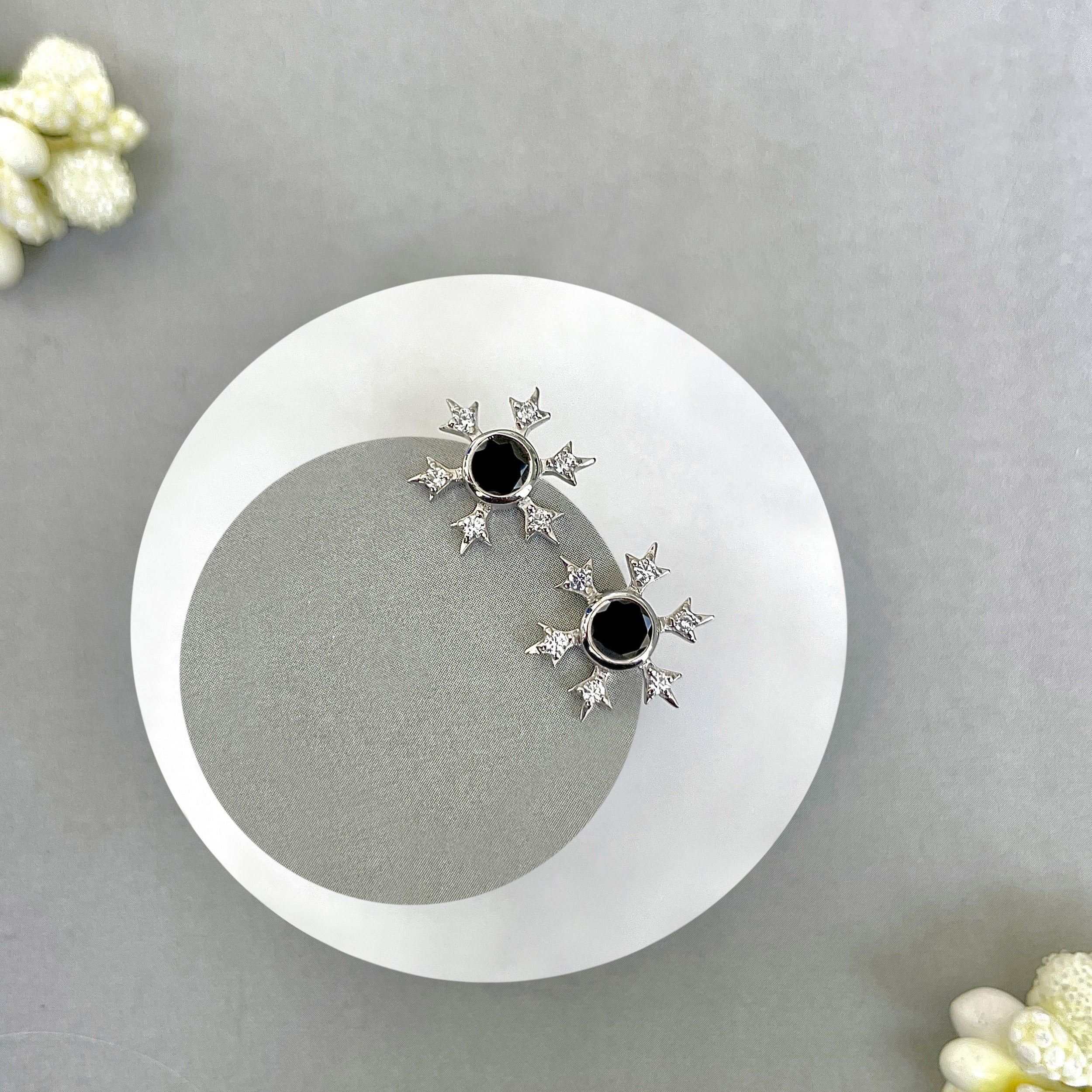 Black Tourmaline Stud Earring-(BLS-SE-854.)