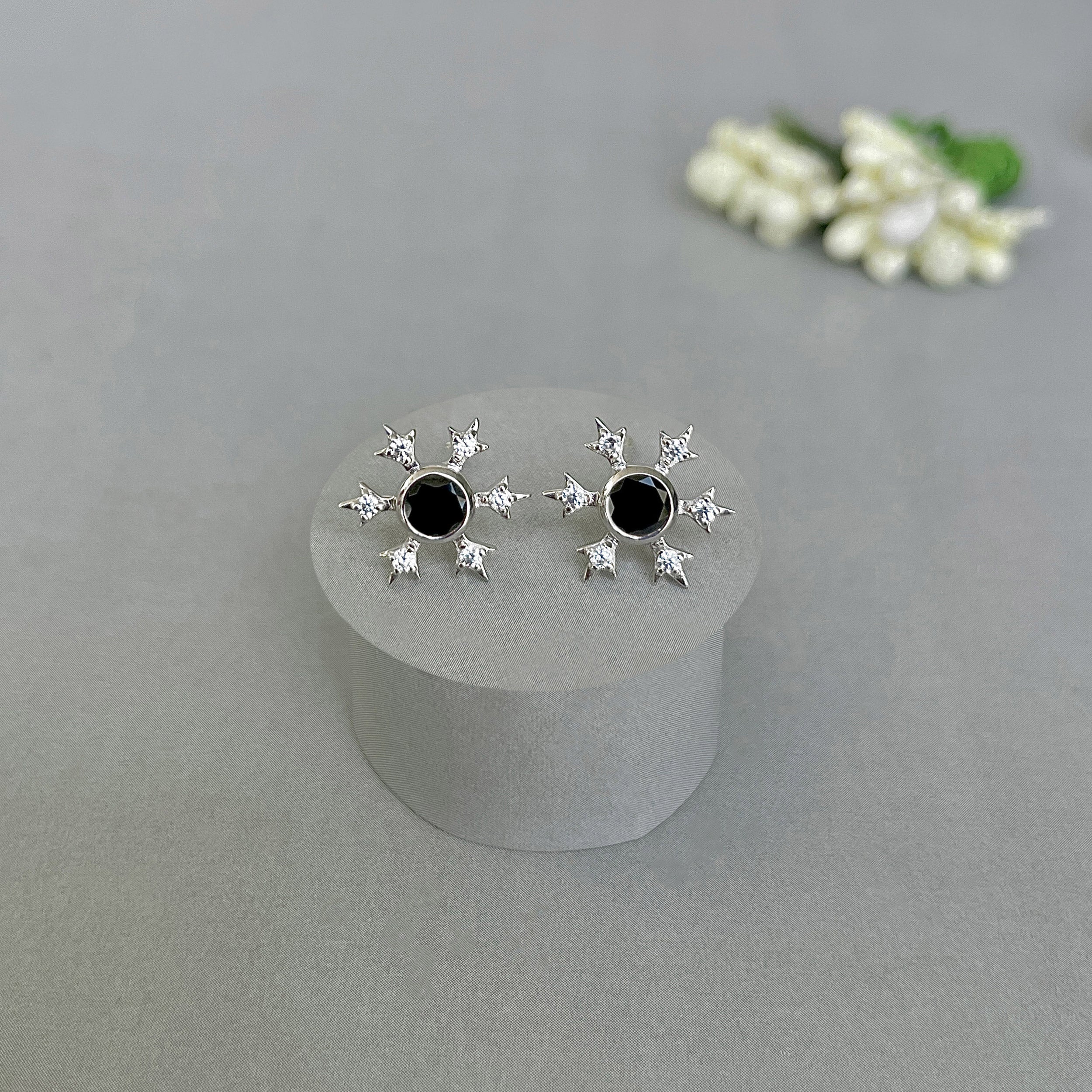 Black Tourmaline Stud Earring-(BLS-SE-854.)