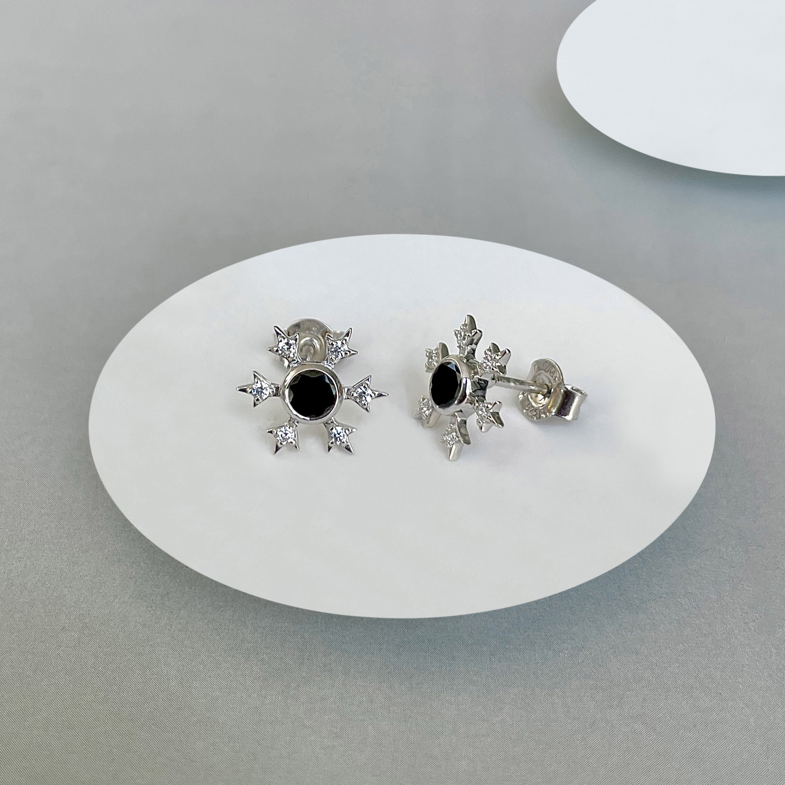 Black Tourmaline Stud Earring-(BLS-SE-854.)