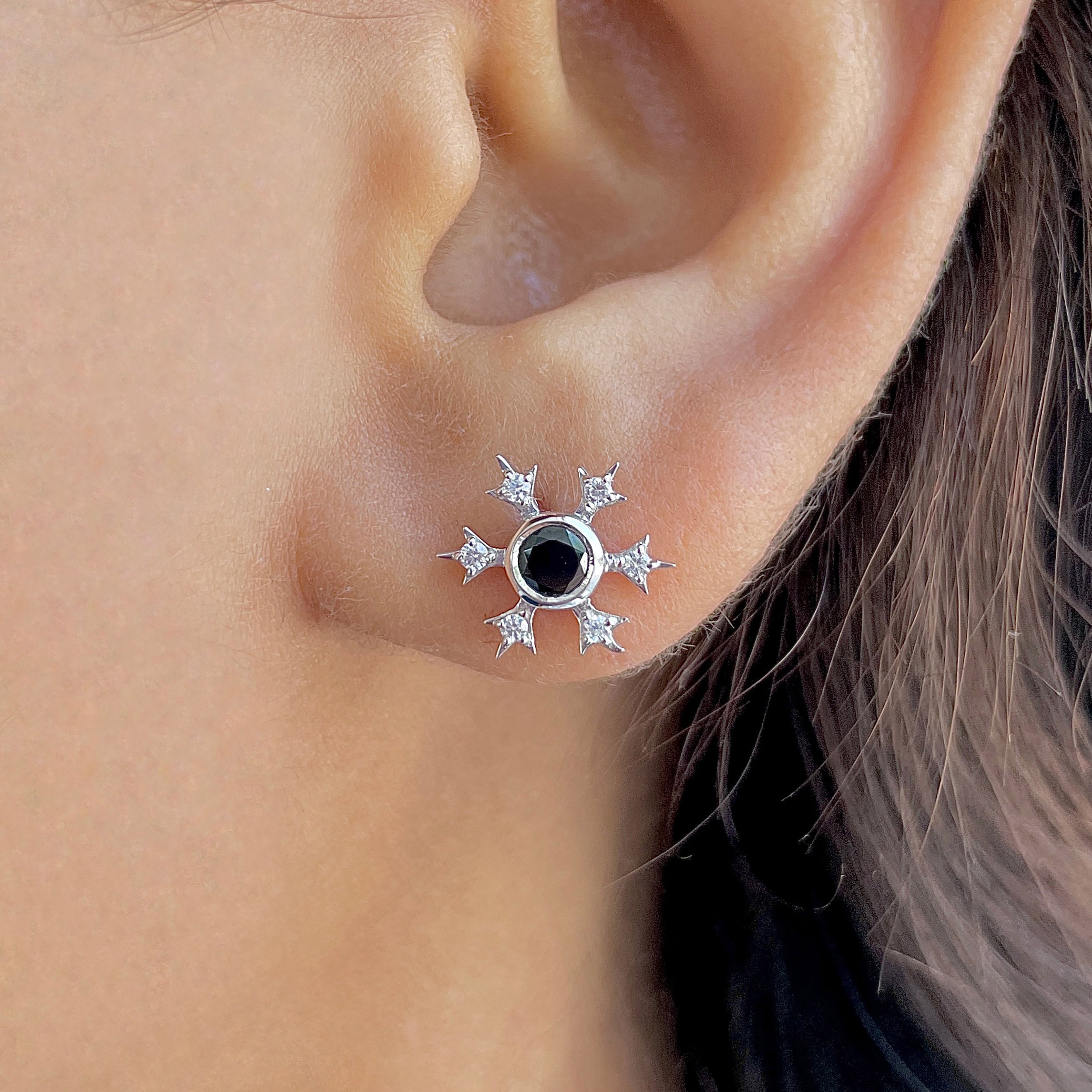 Black Tourmaline Stud Earring-(BLS-SE-854.)