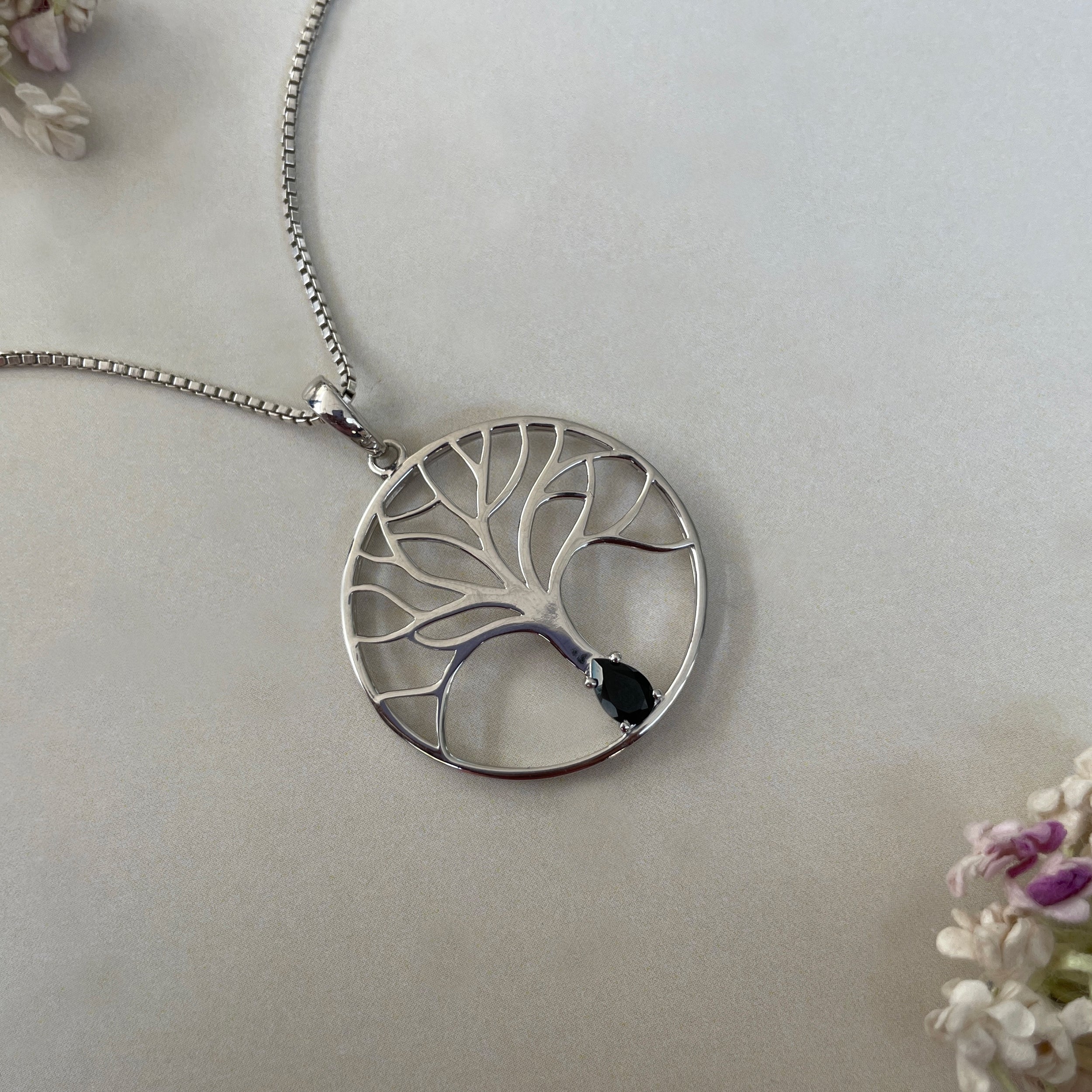 Black Tourmaline Tree Of Life Pendant-(BLS-SN-154.)