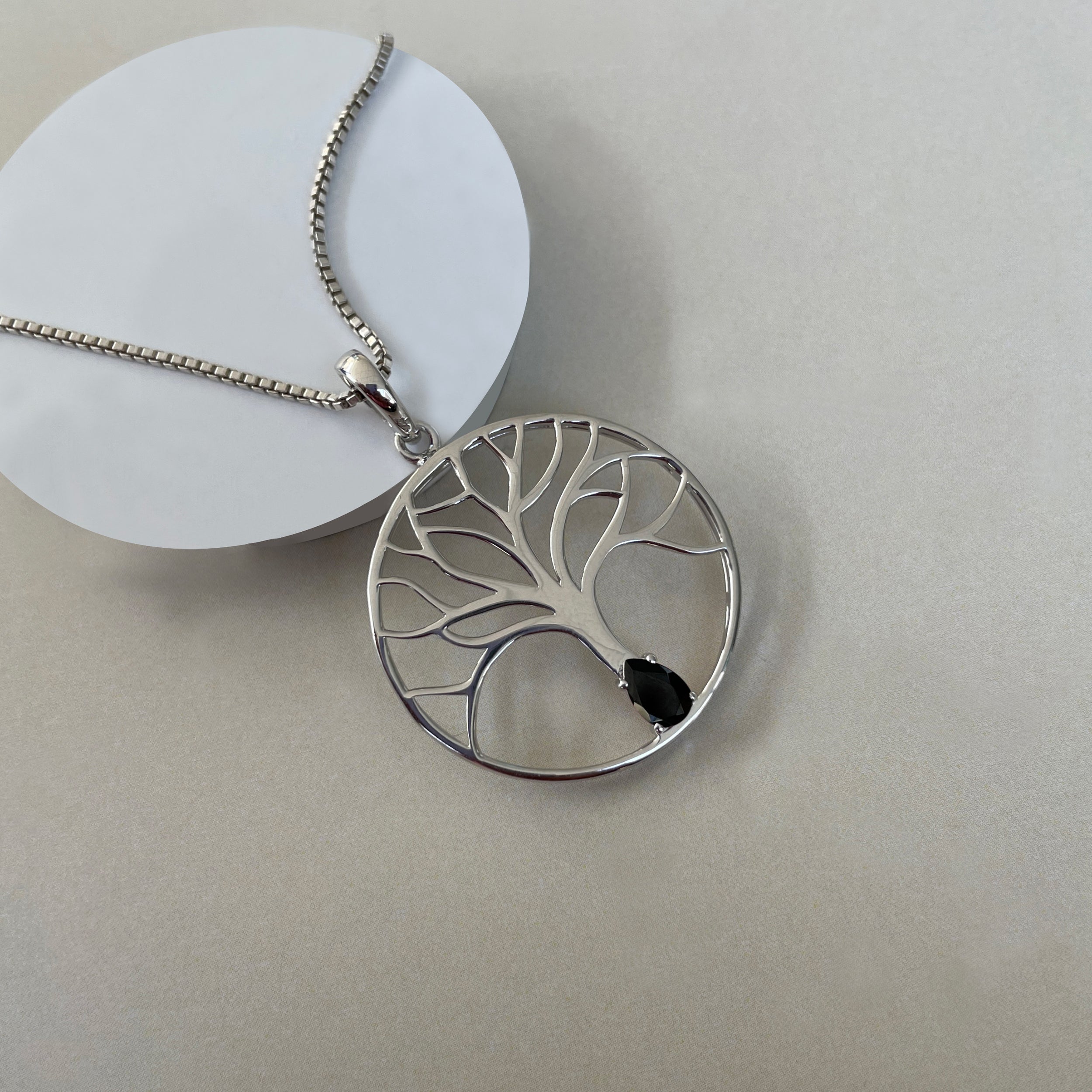 Black Tourmaline Tree Of Life Pendant-(BLS-SN-154.)